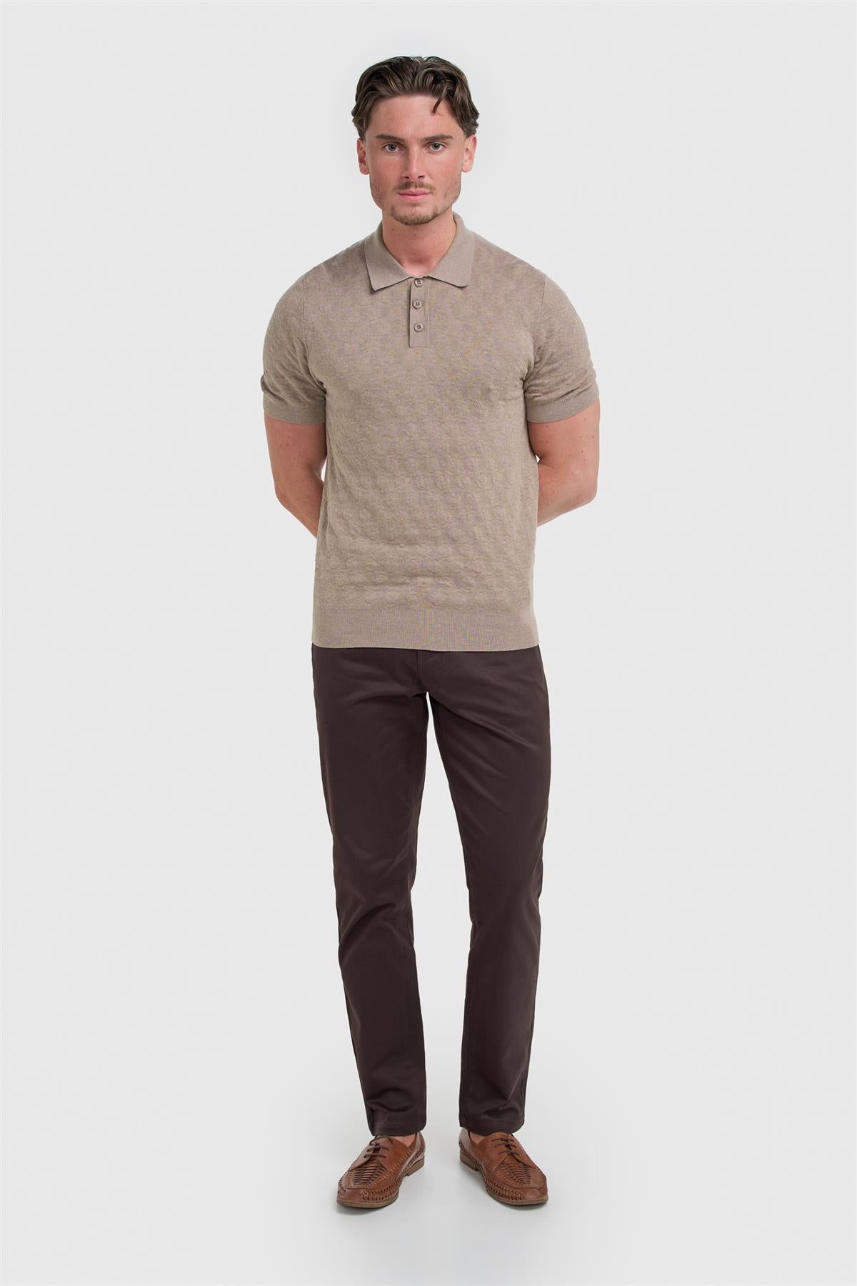 Cavani Armando Light Brown - Gebreide polo heren 2