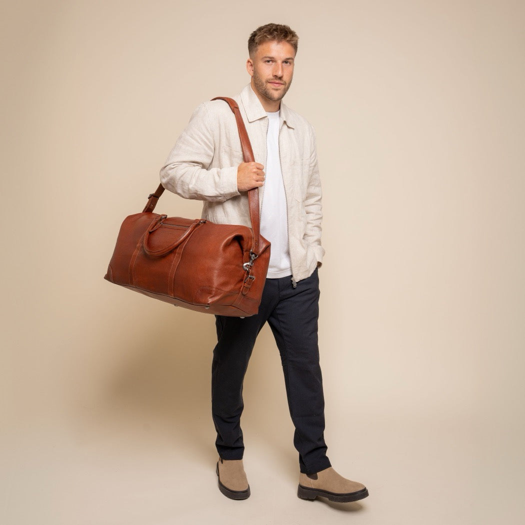 Leren Weekendtas Cognac Amaris