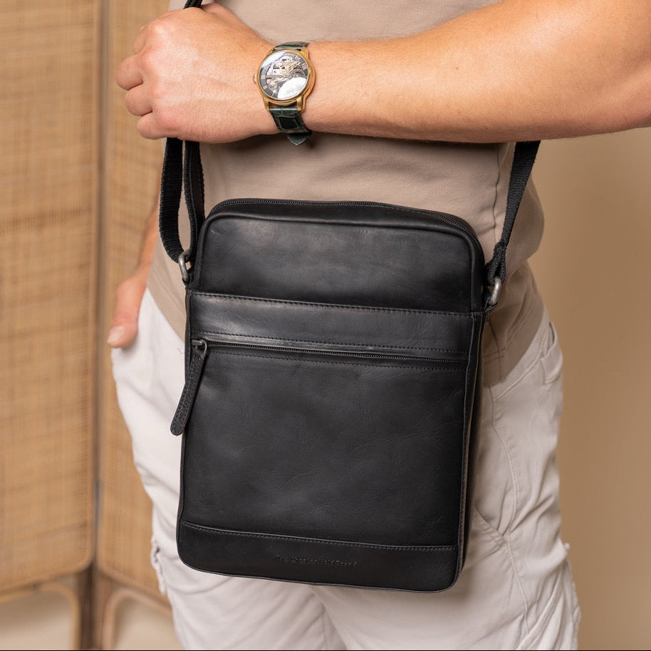 Leren Crossbody Tas Zwart Anzora