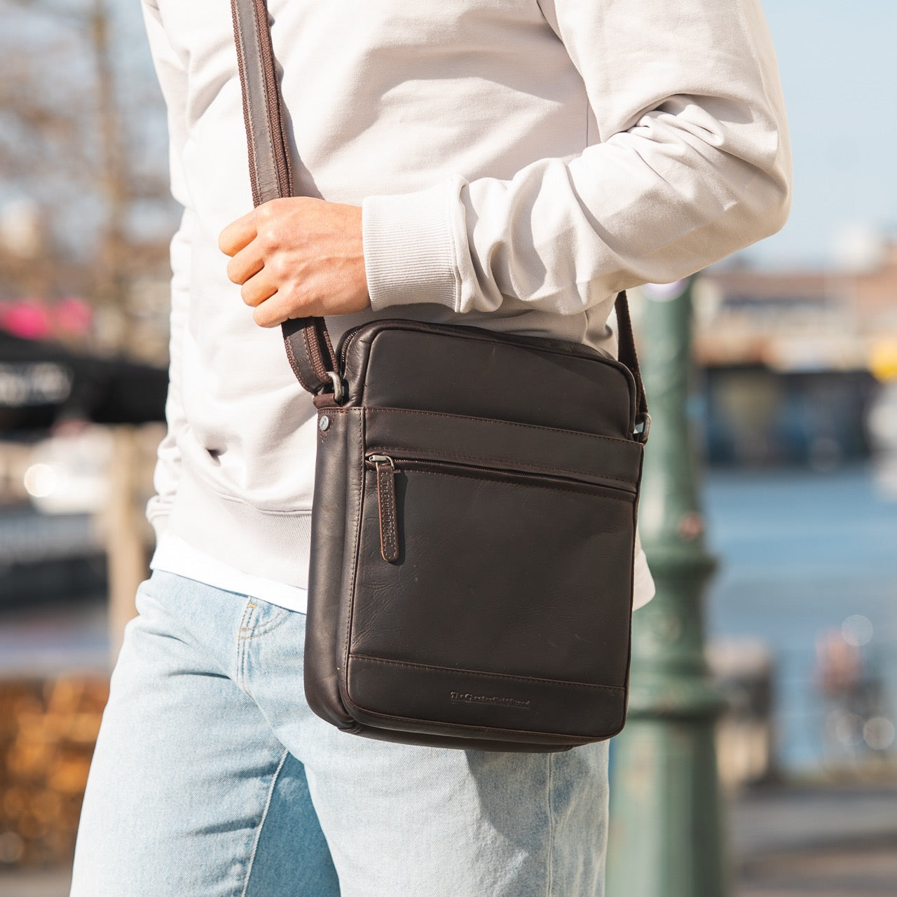 Leren Crossbody Tas Bruin Anzora