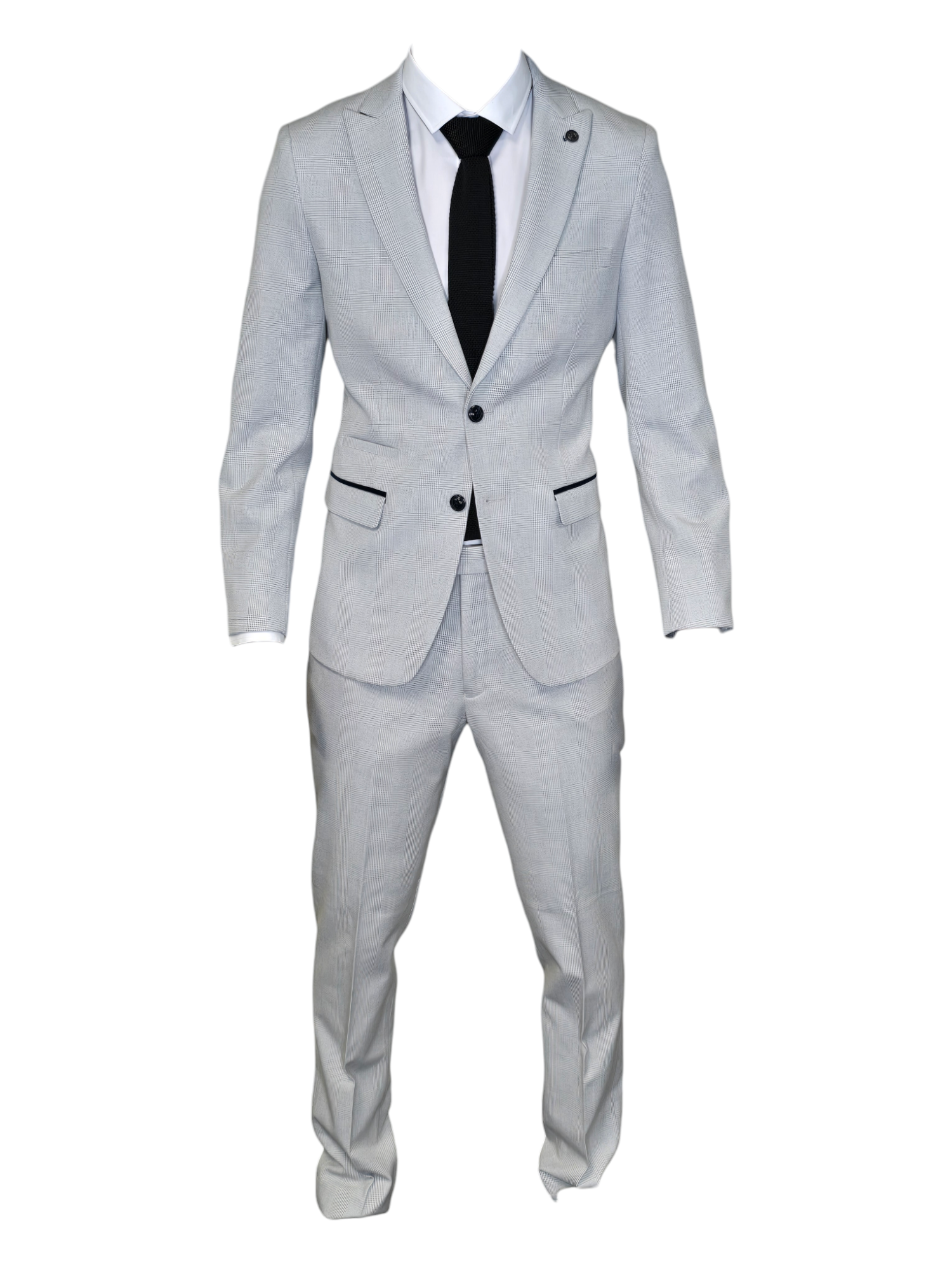 2-delig pak - wit heren kostuum geruit - Marc Darcy 2pc Bromley Stone suit