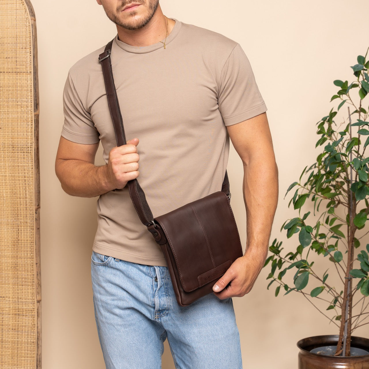 Leren Crossbody Tas Bruin Bodin