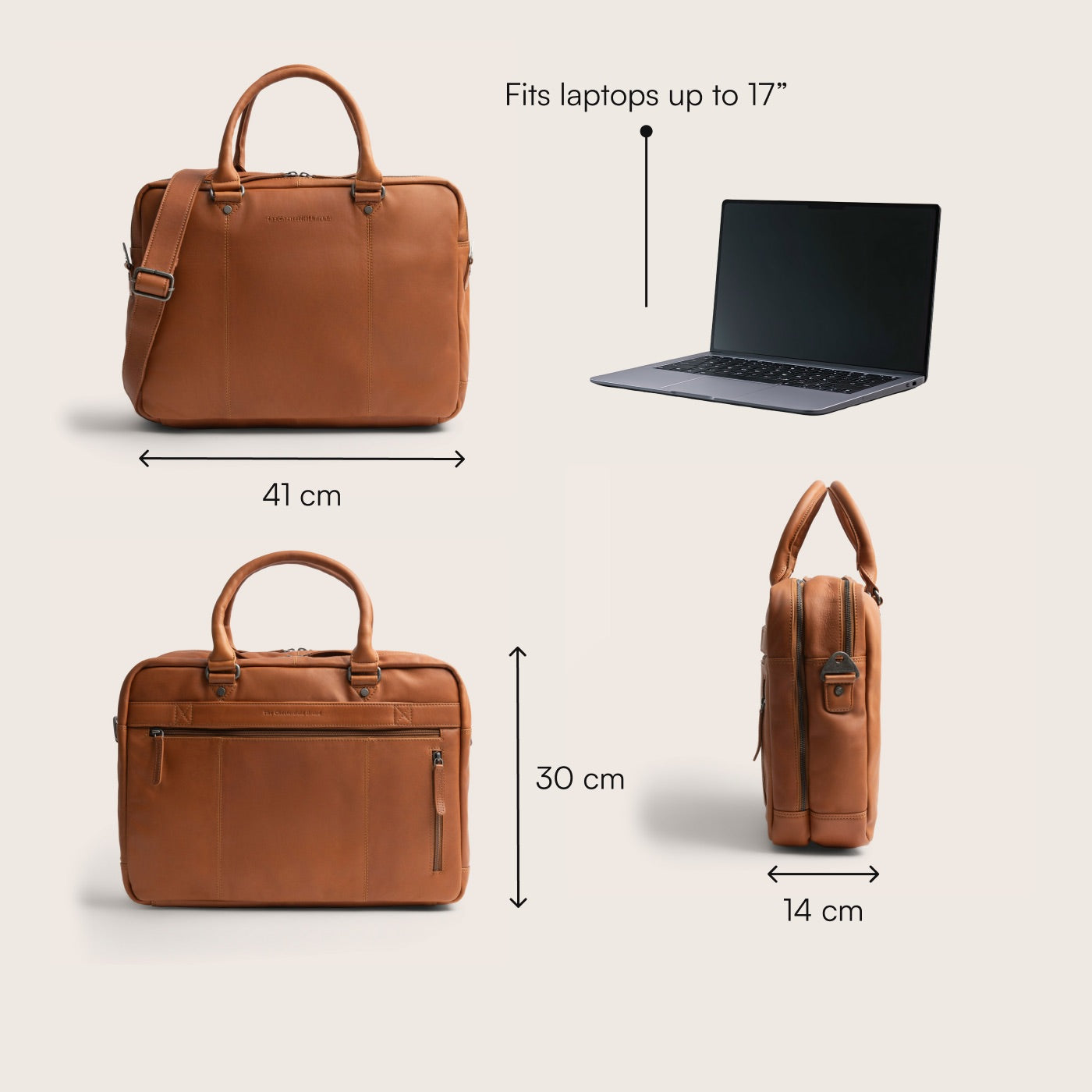 Leren Laptoptas Cognac Boston