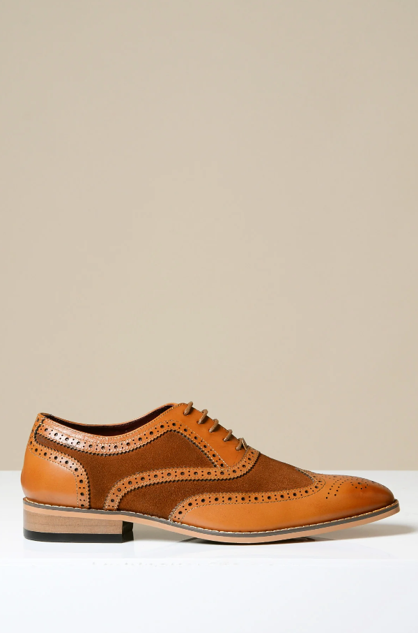 Bruine leren schoenen Marc Darcy Bradley - Wingtip brogue