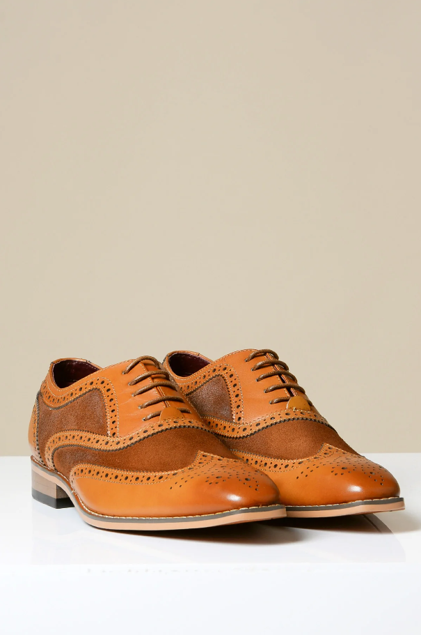 Bruine leren schoenen Marc Darcy Bradley - Wingtip brogue