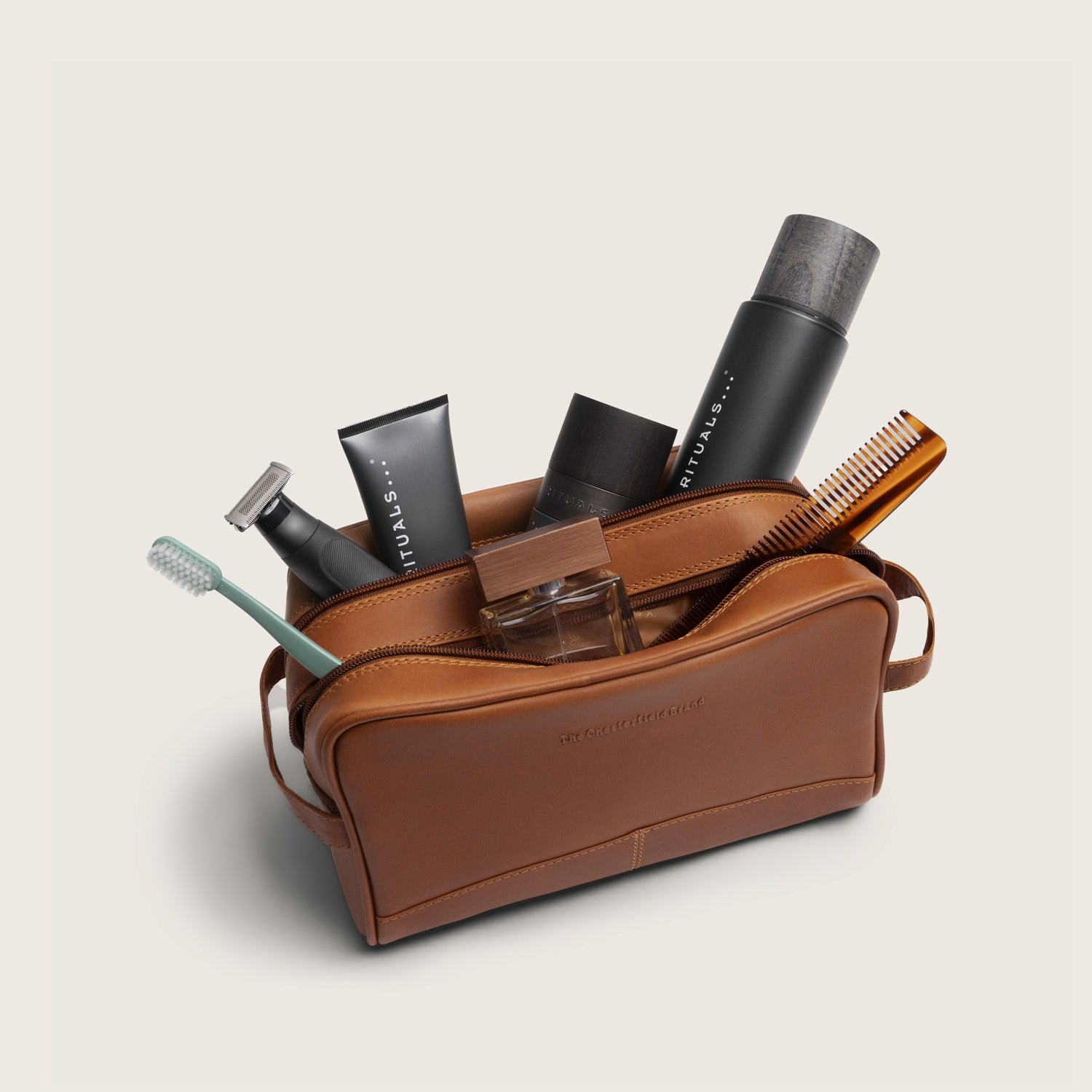 Leren Toilettas Cognac Stacey