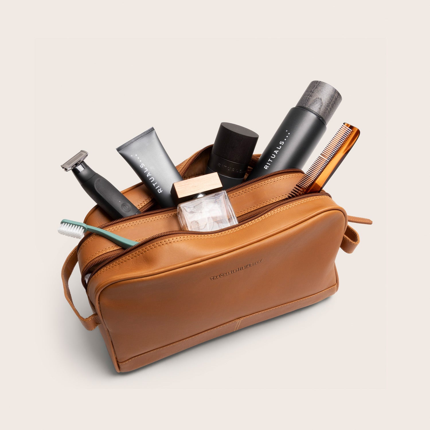 Leren Toilettas Cognac Stefan