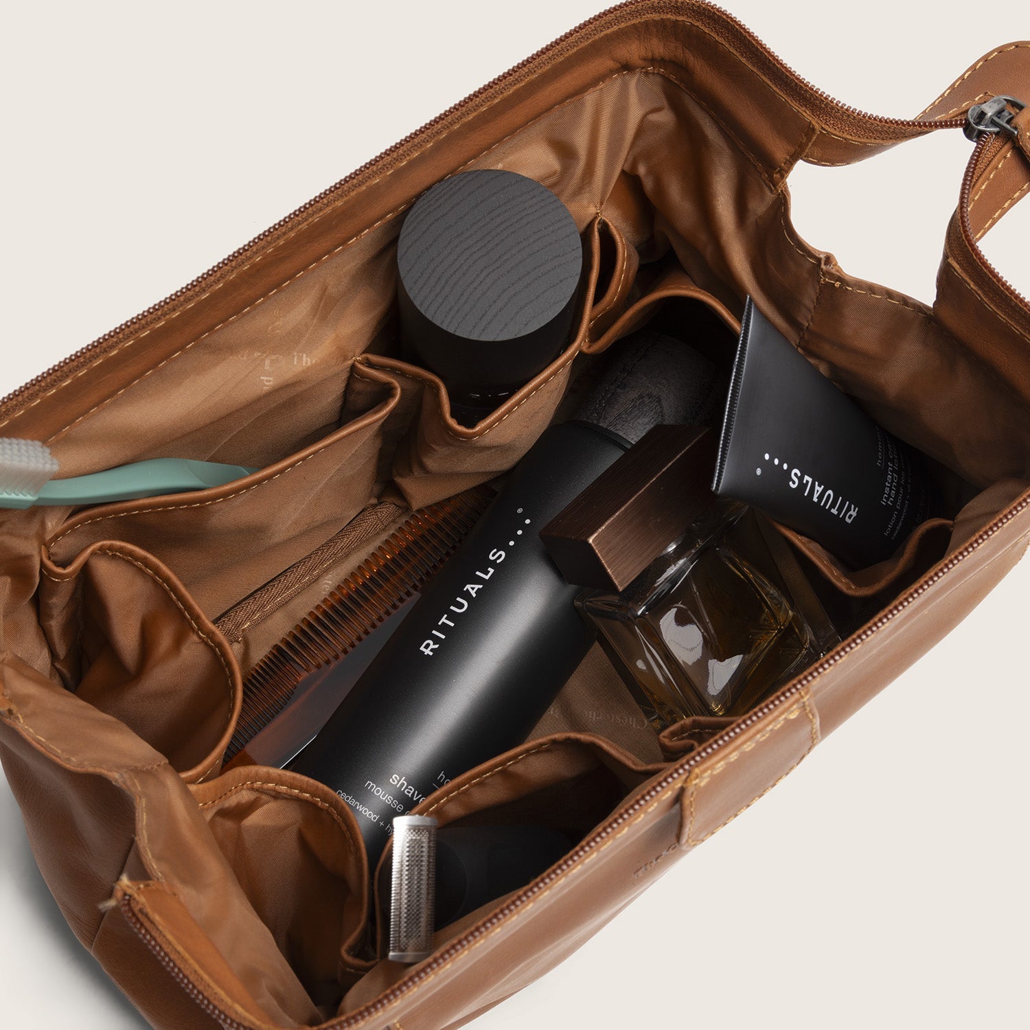 Leren Toilettas Cognac Vince
