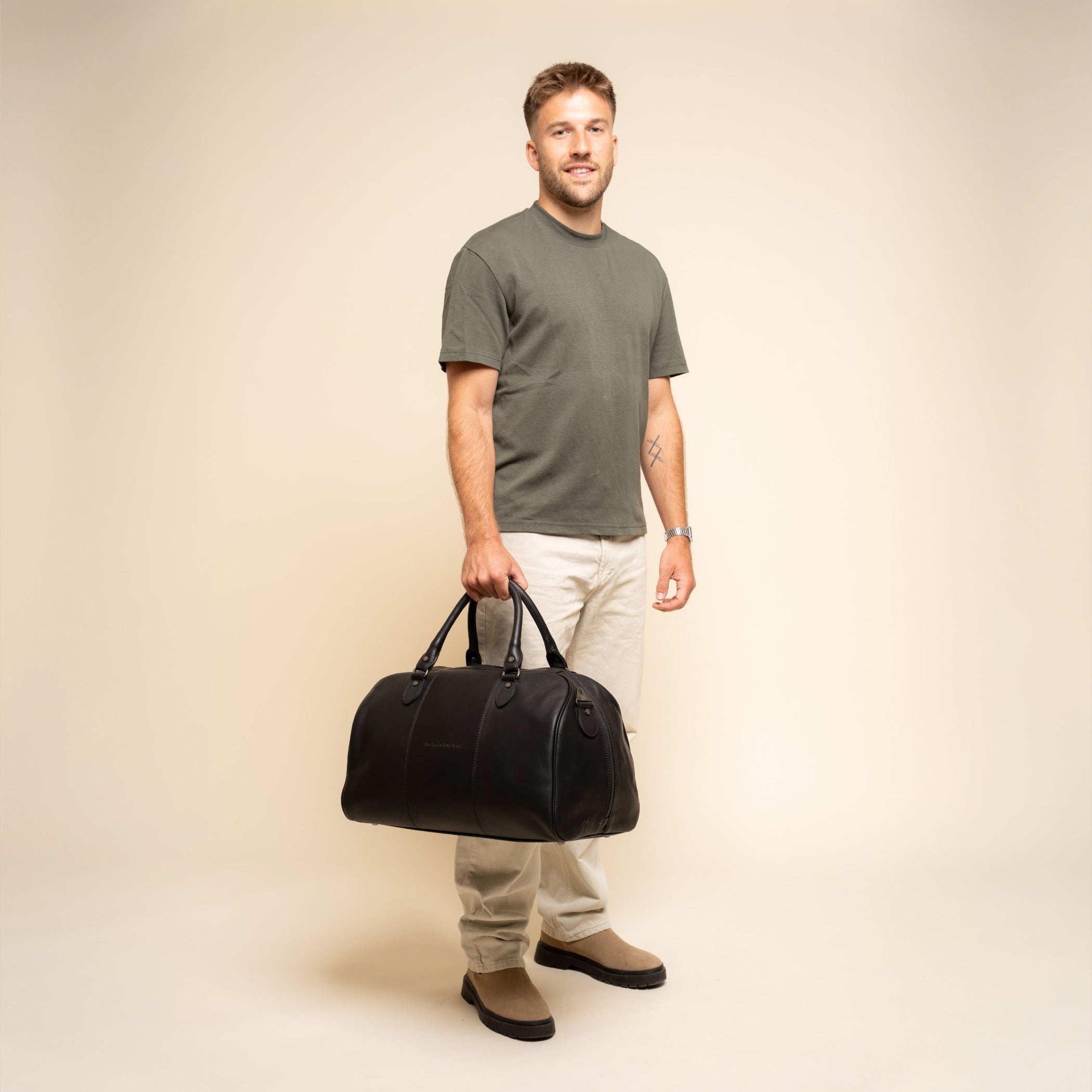 Leren Weekendtas Zwart Liam-II