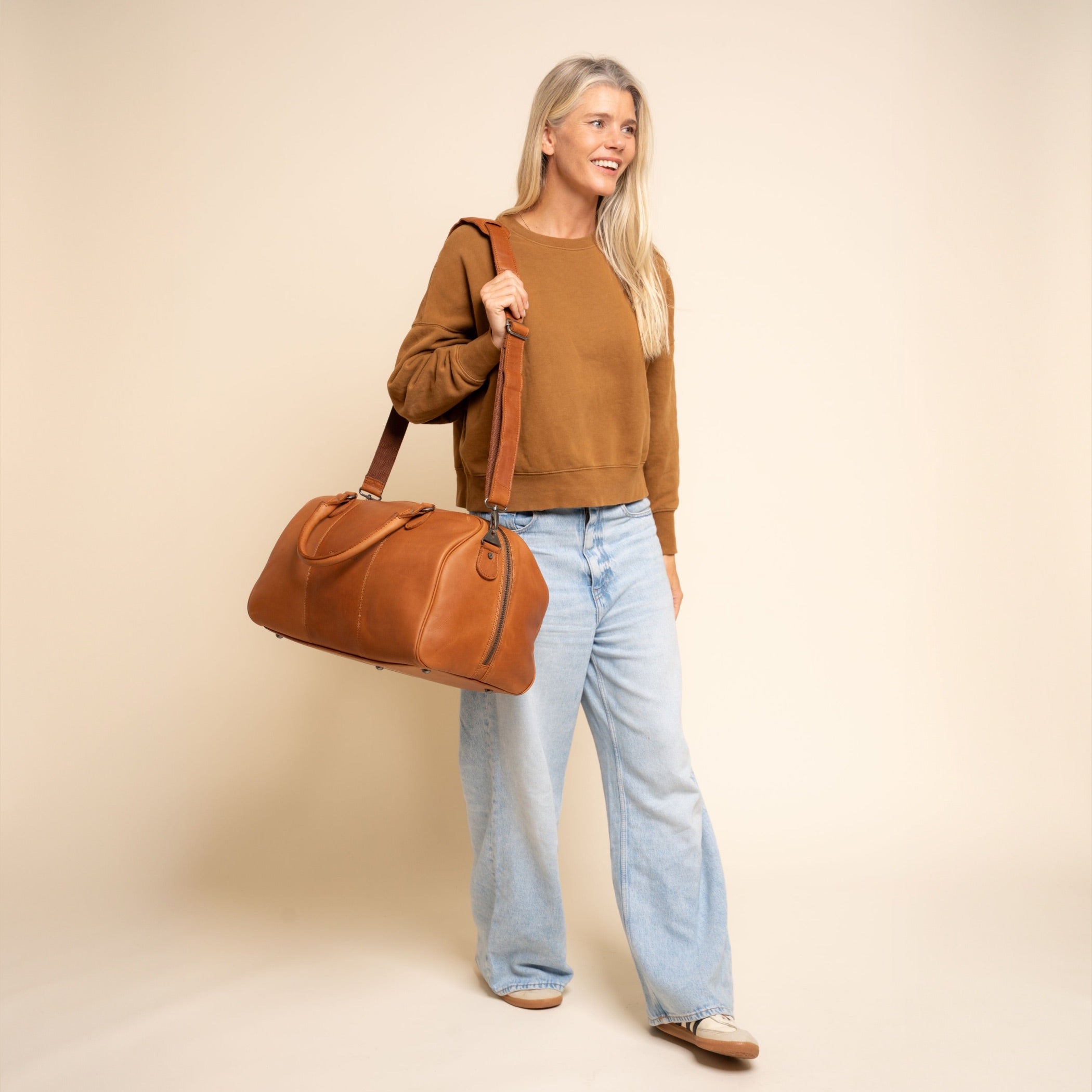 Leren Weekendtas Cognac Liam-II