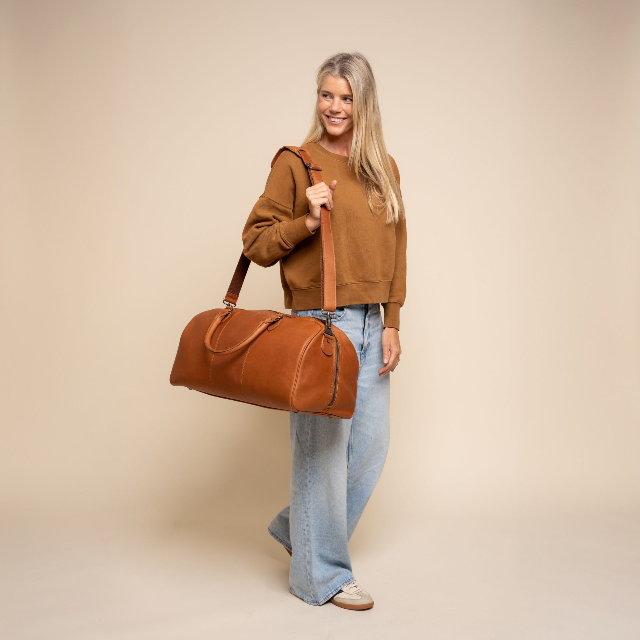 Leren Weekendtas Cognac William-II