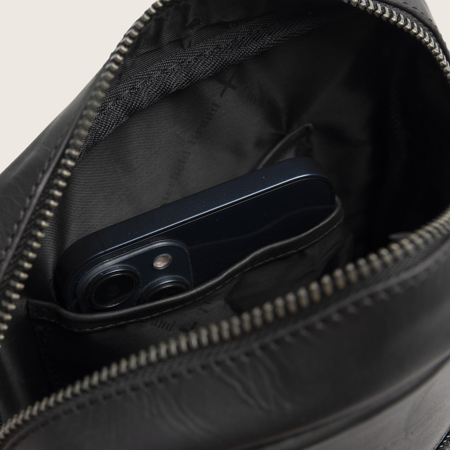 Leren Crossbody Tas Zwart Birmingham