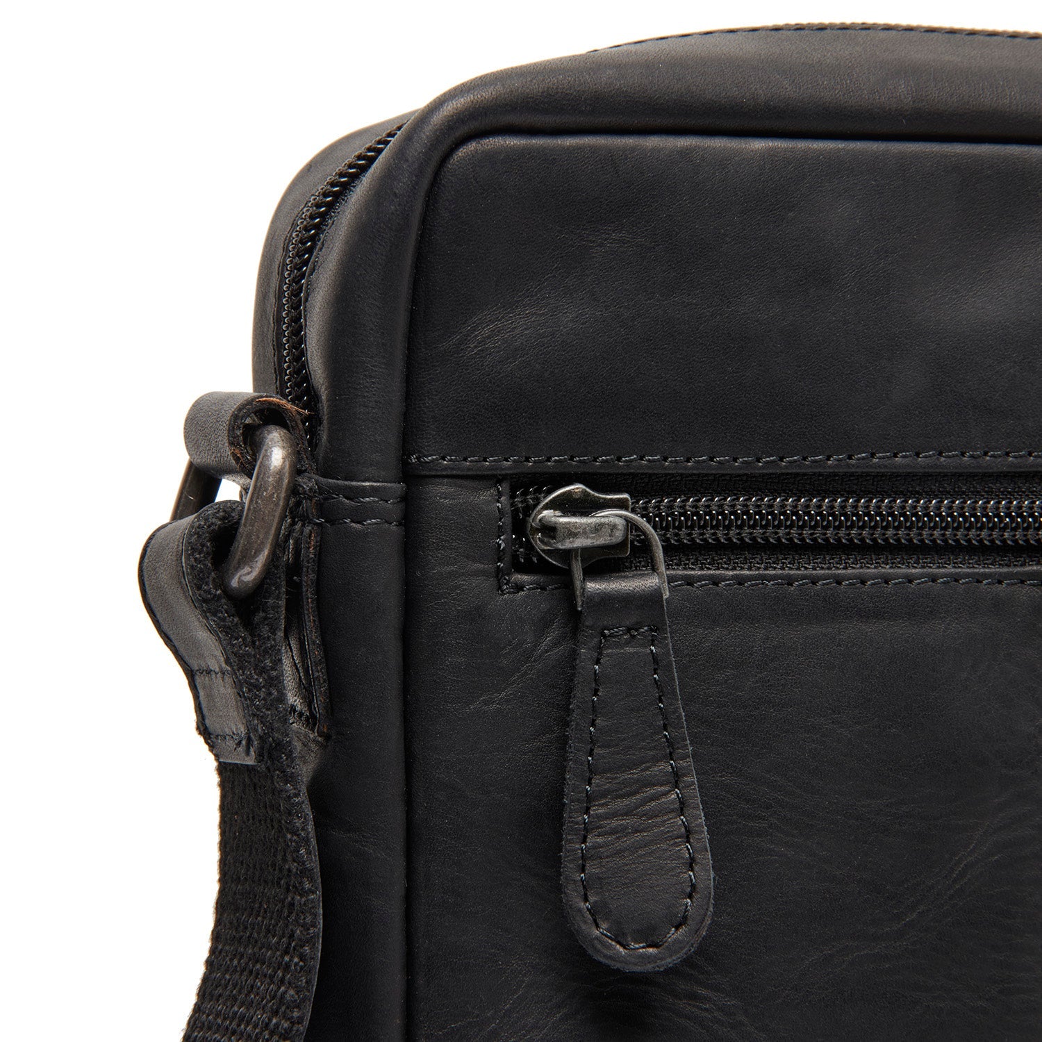 Leren Crossbody Tas Zwart Laveno