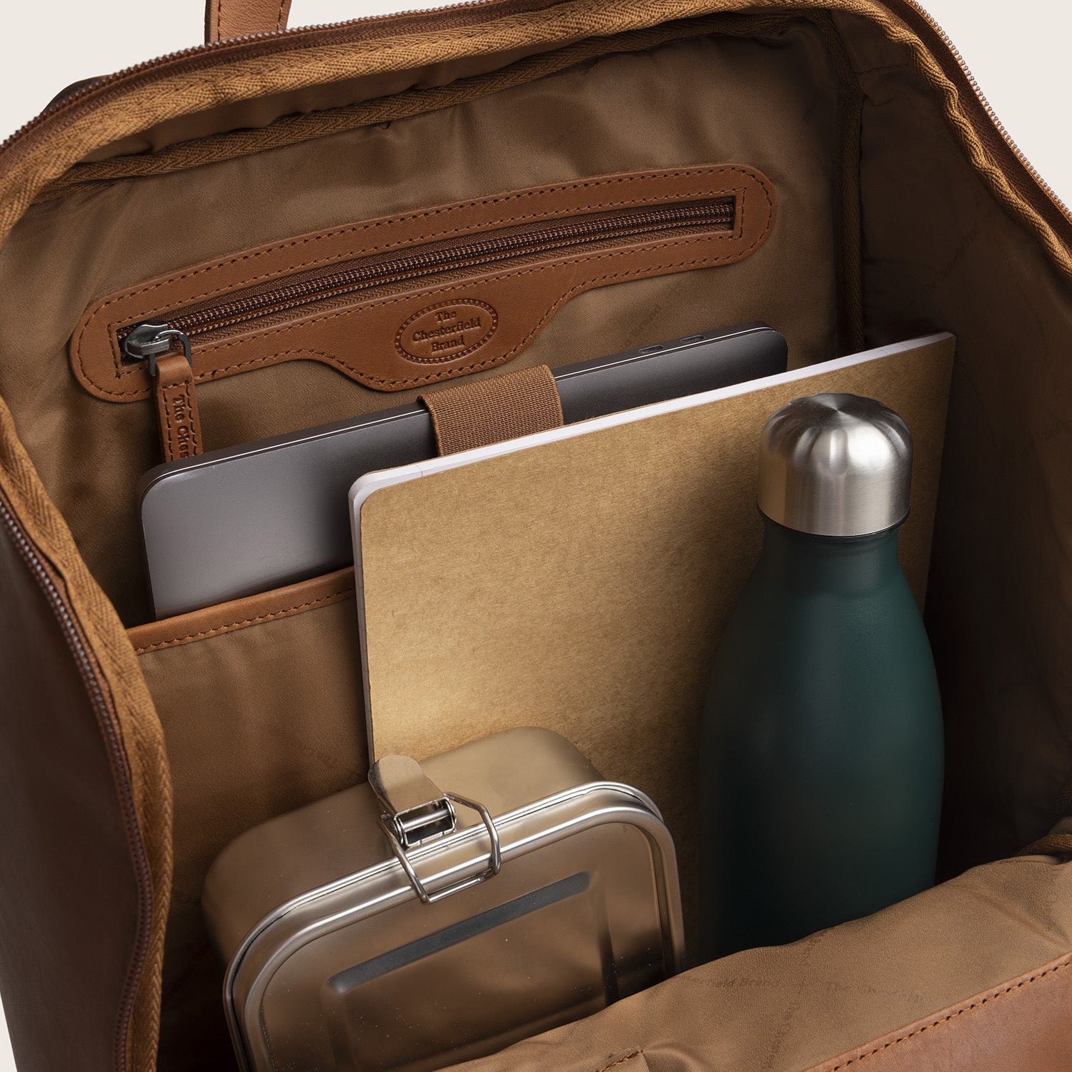 Leren Laptoprugzak Cognac Rich