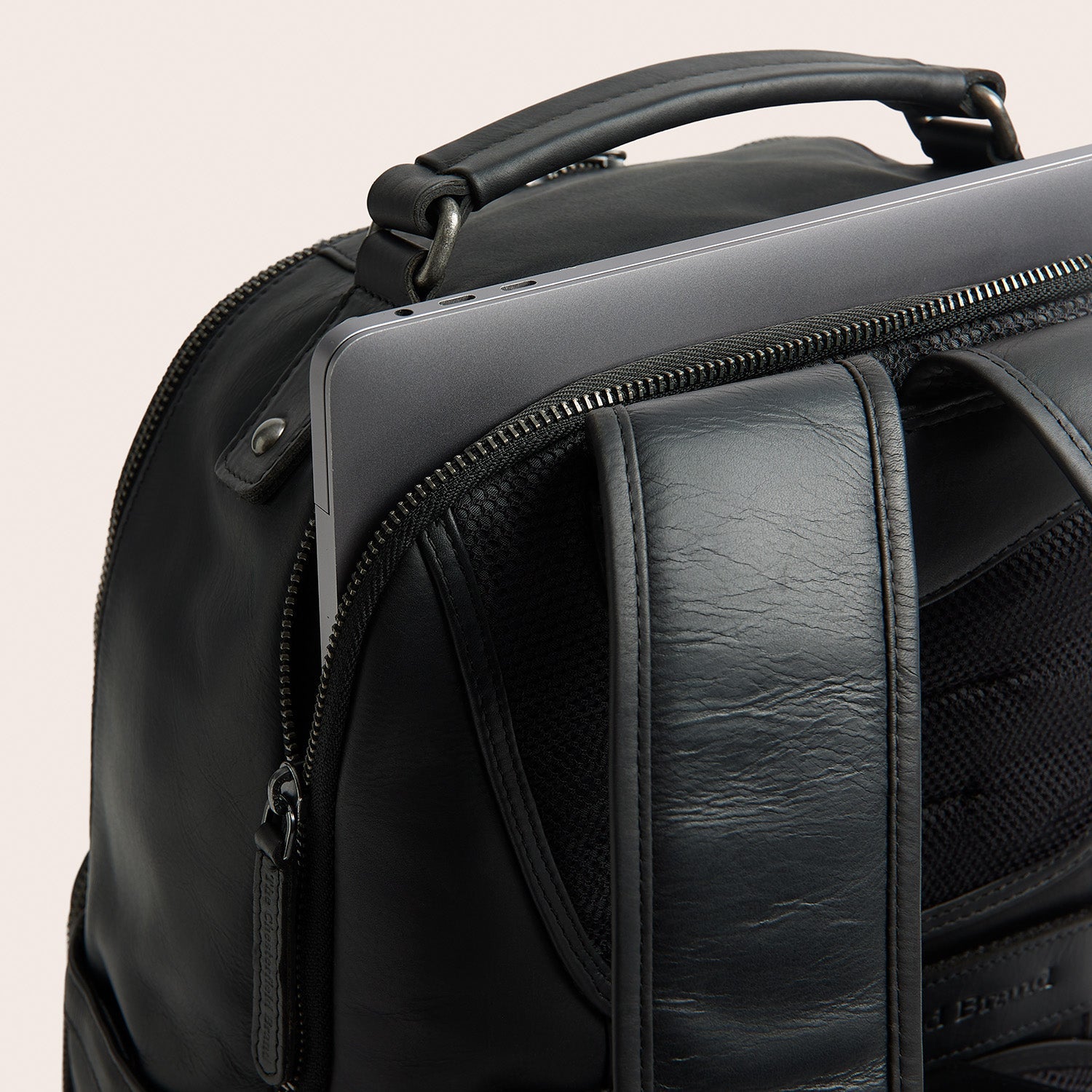 Leren Laptoprugzak Zwart Austin