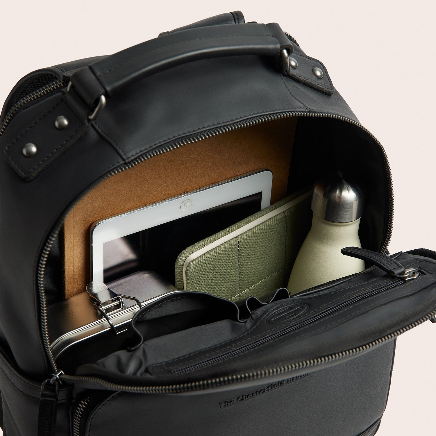 Leren Laptoprugzak Zwart Austin
