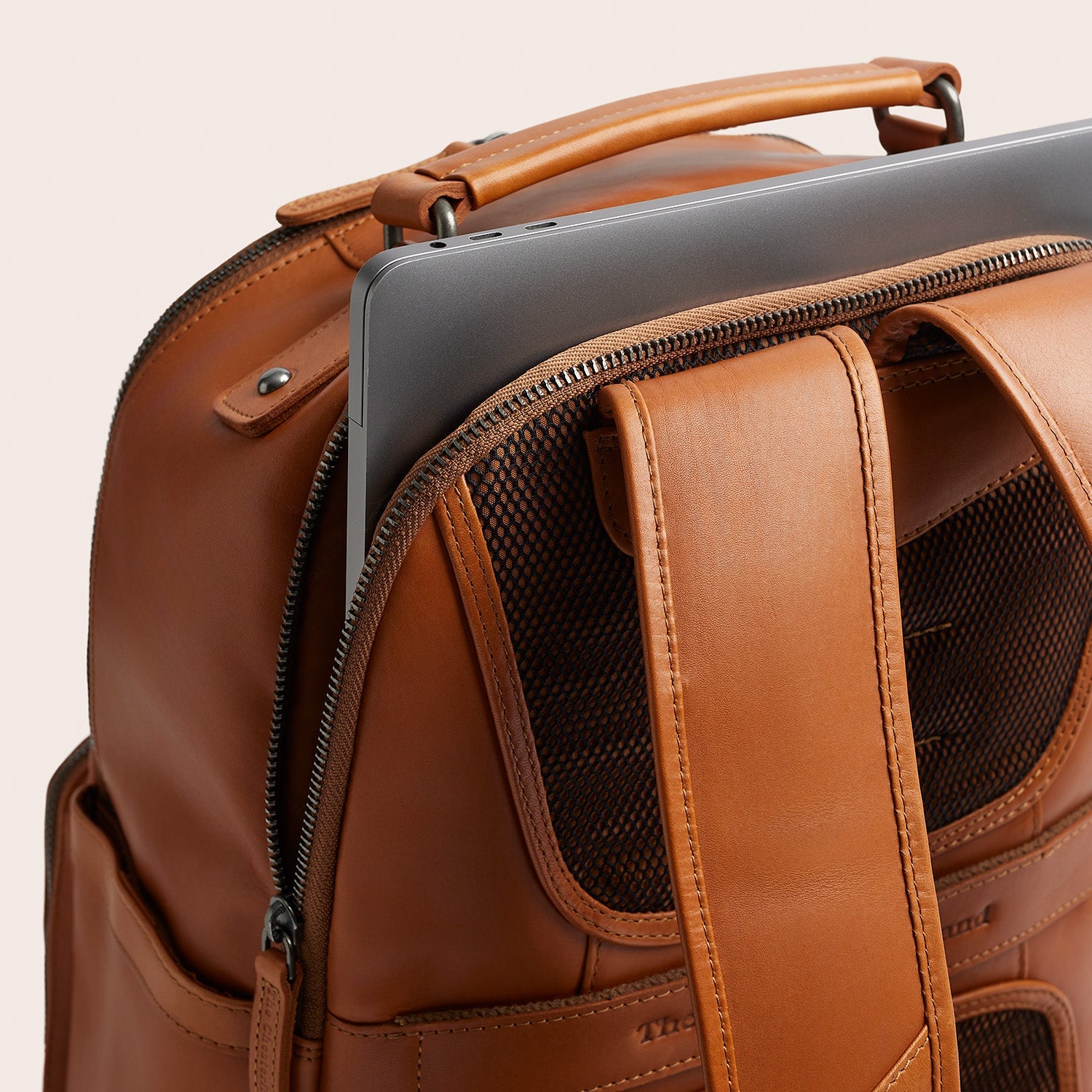 Leren Laptoprugzak Cognac Austin