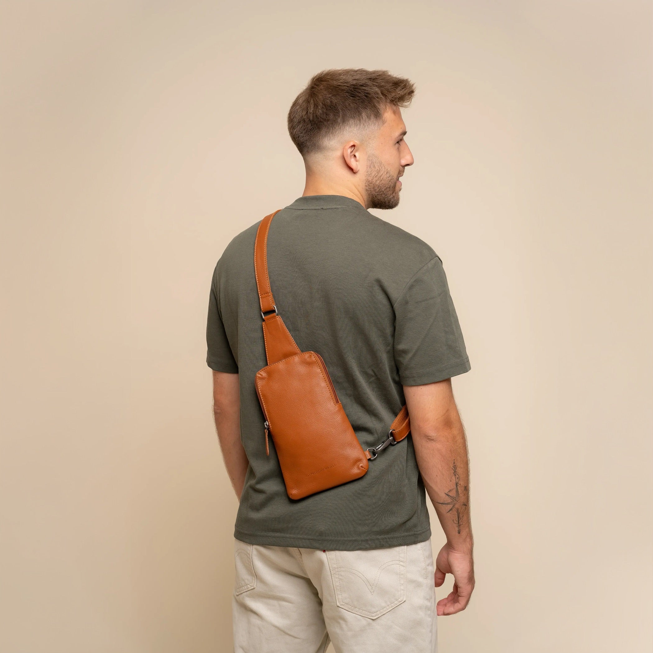Leren Sling Bag Cognac Isley