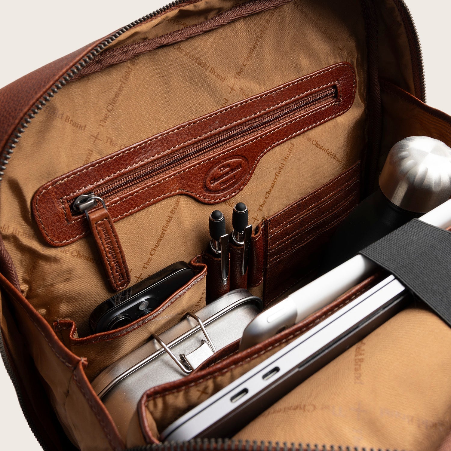 Leren Laptoprugzak Cognac Marvello