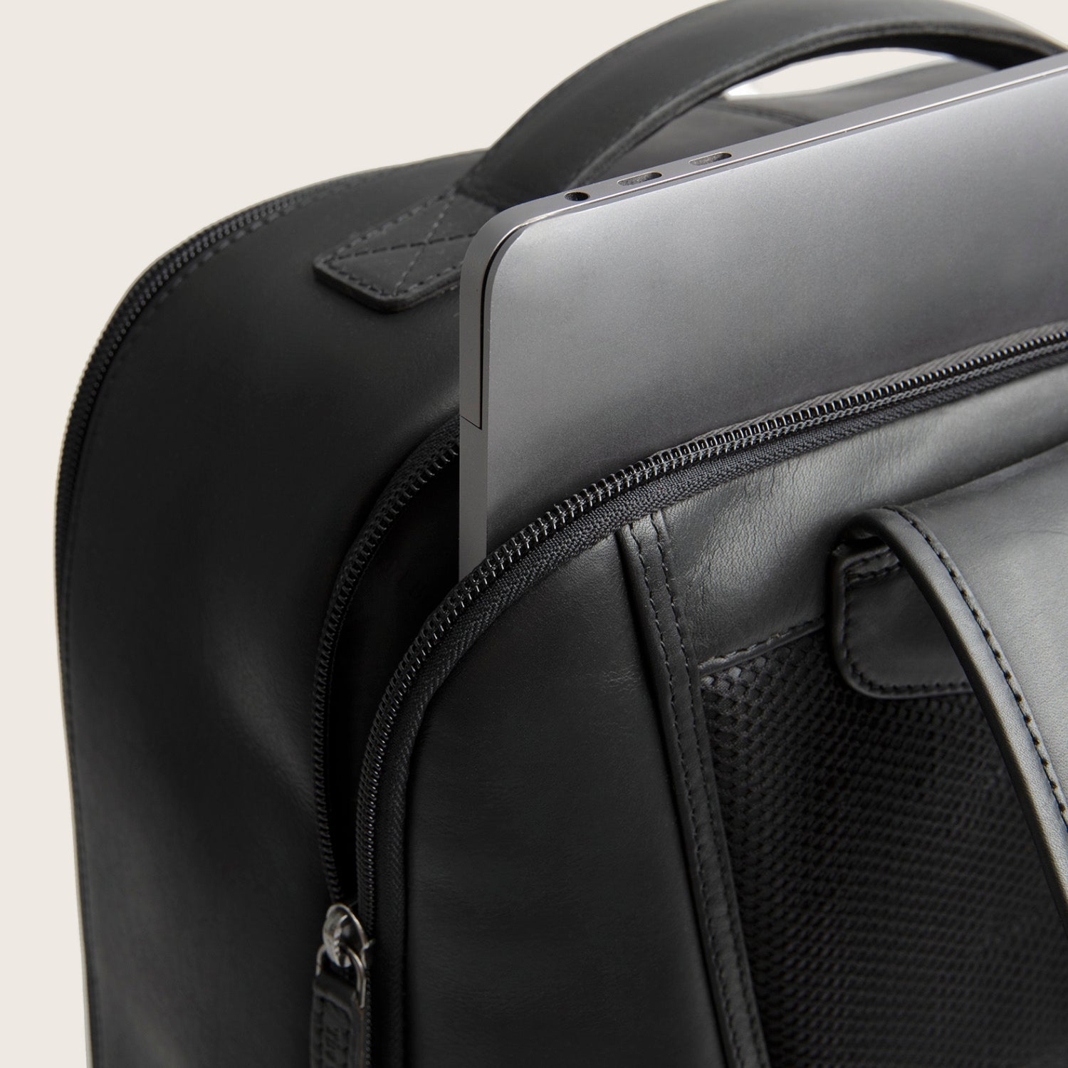 Leren Laptoprugzak Zwart Quincy