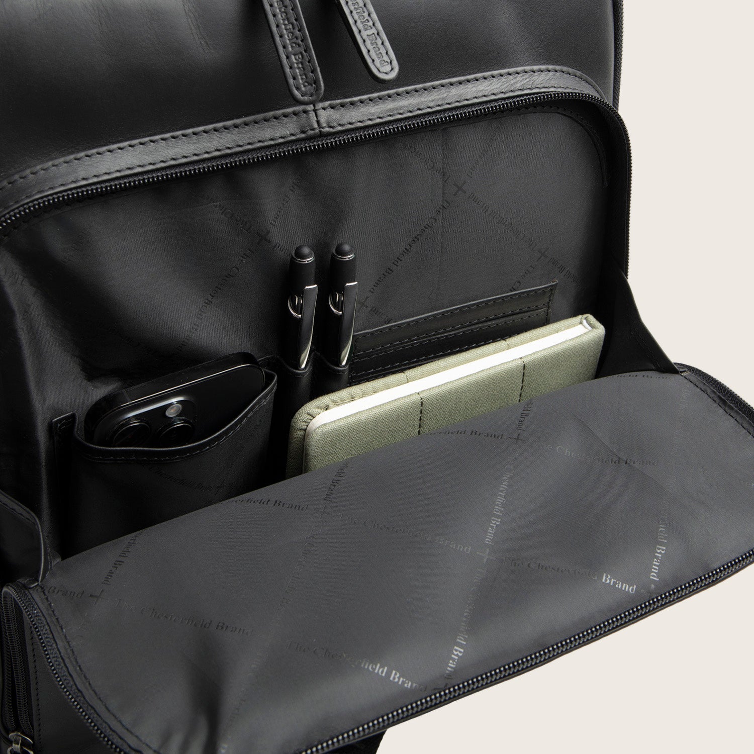 Leren Laptoprugzak Zwart Quincy