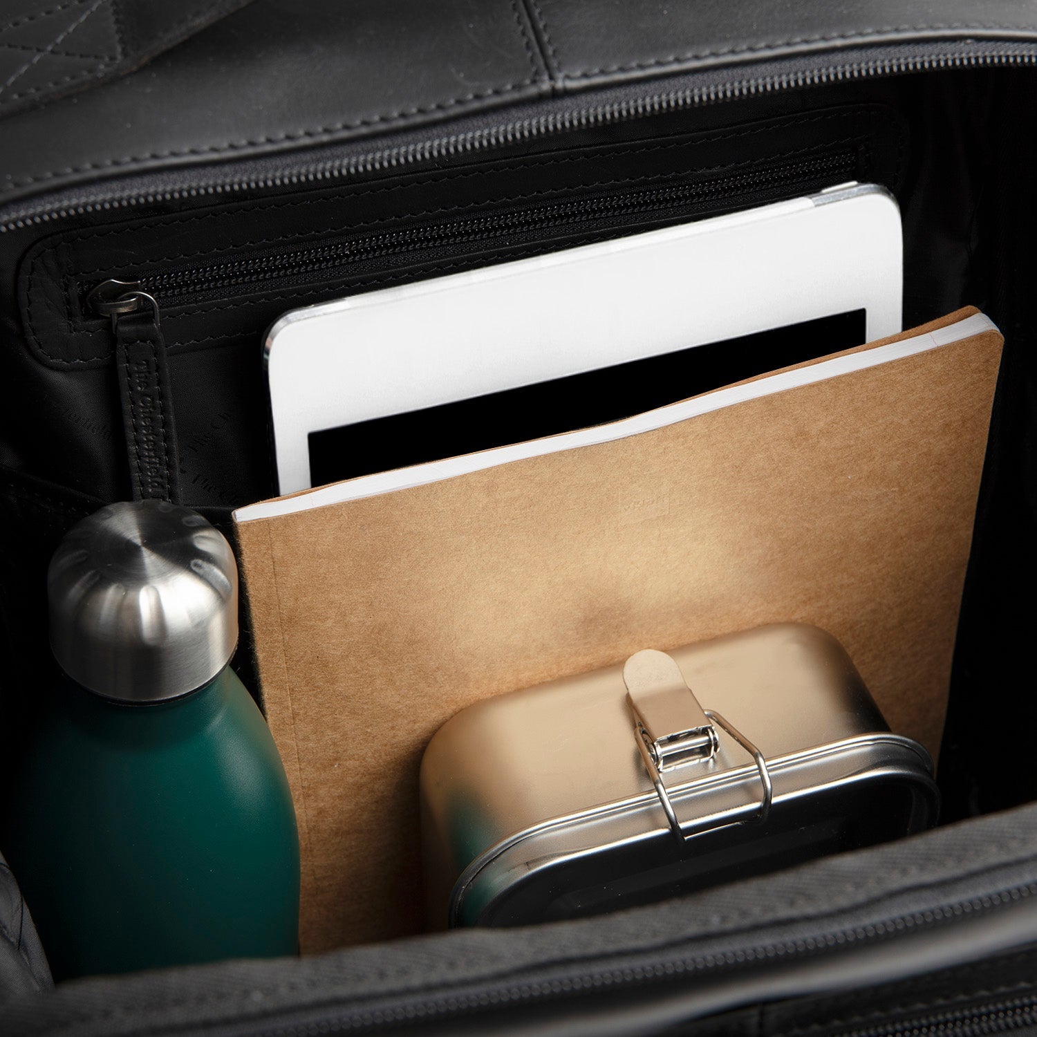Leren Laptoprugzak Zwart Quincy