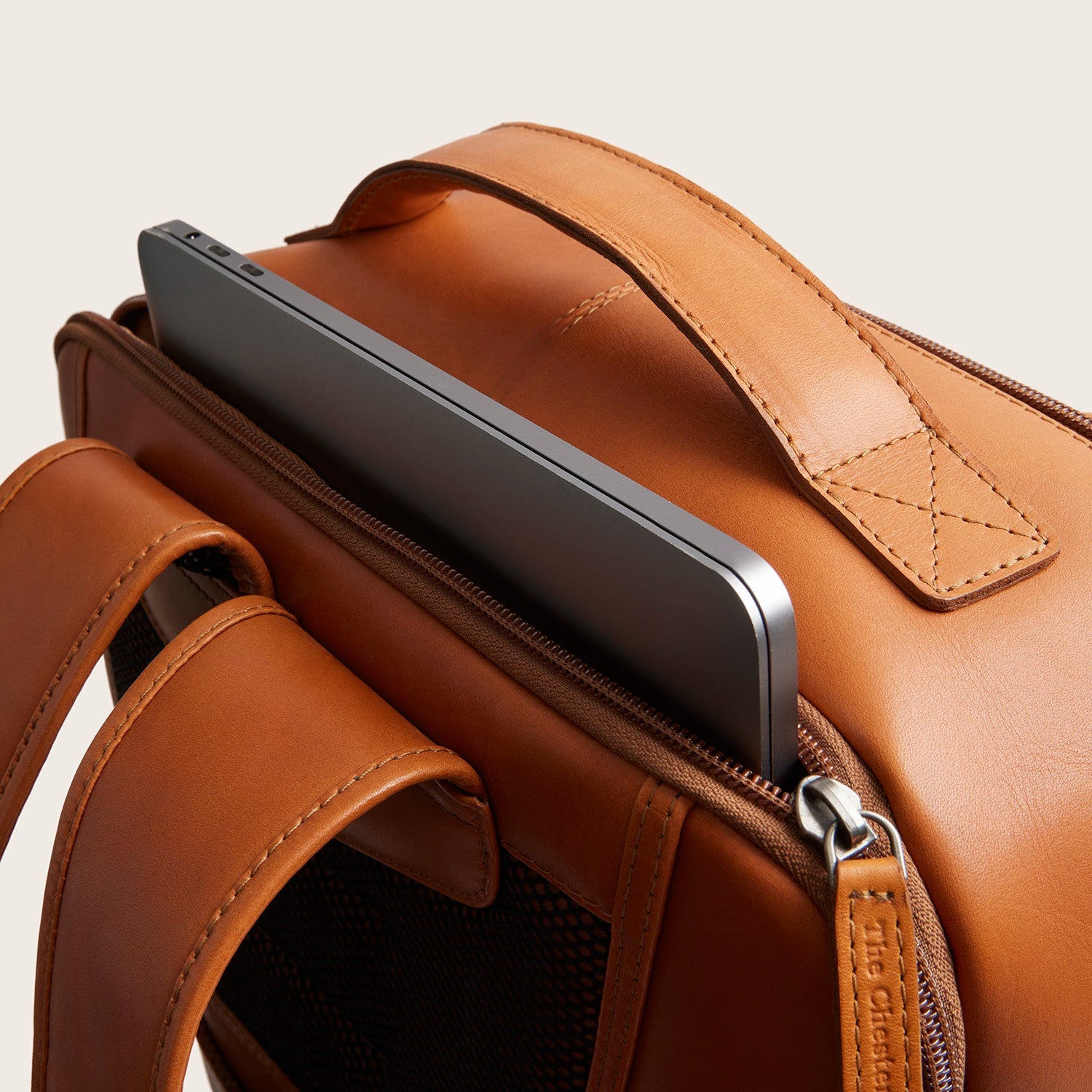 Leren Laptoprugzak Cognac Quincy