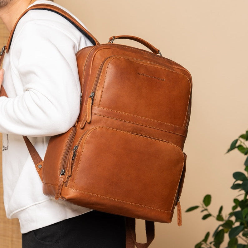 Leren Laptoprugzak Cognac Lennox