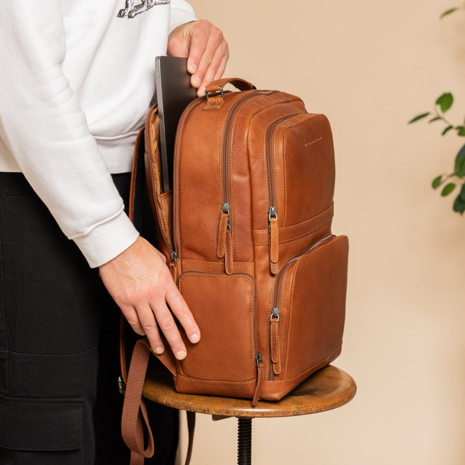 Leren Laptoprugzak Cognac Lennox