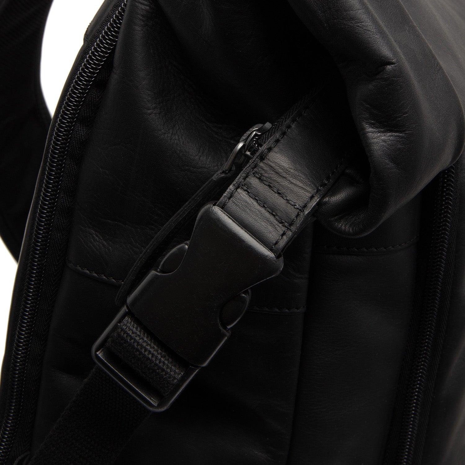 Leren Rolltop Rugzak Zwart Remo