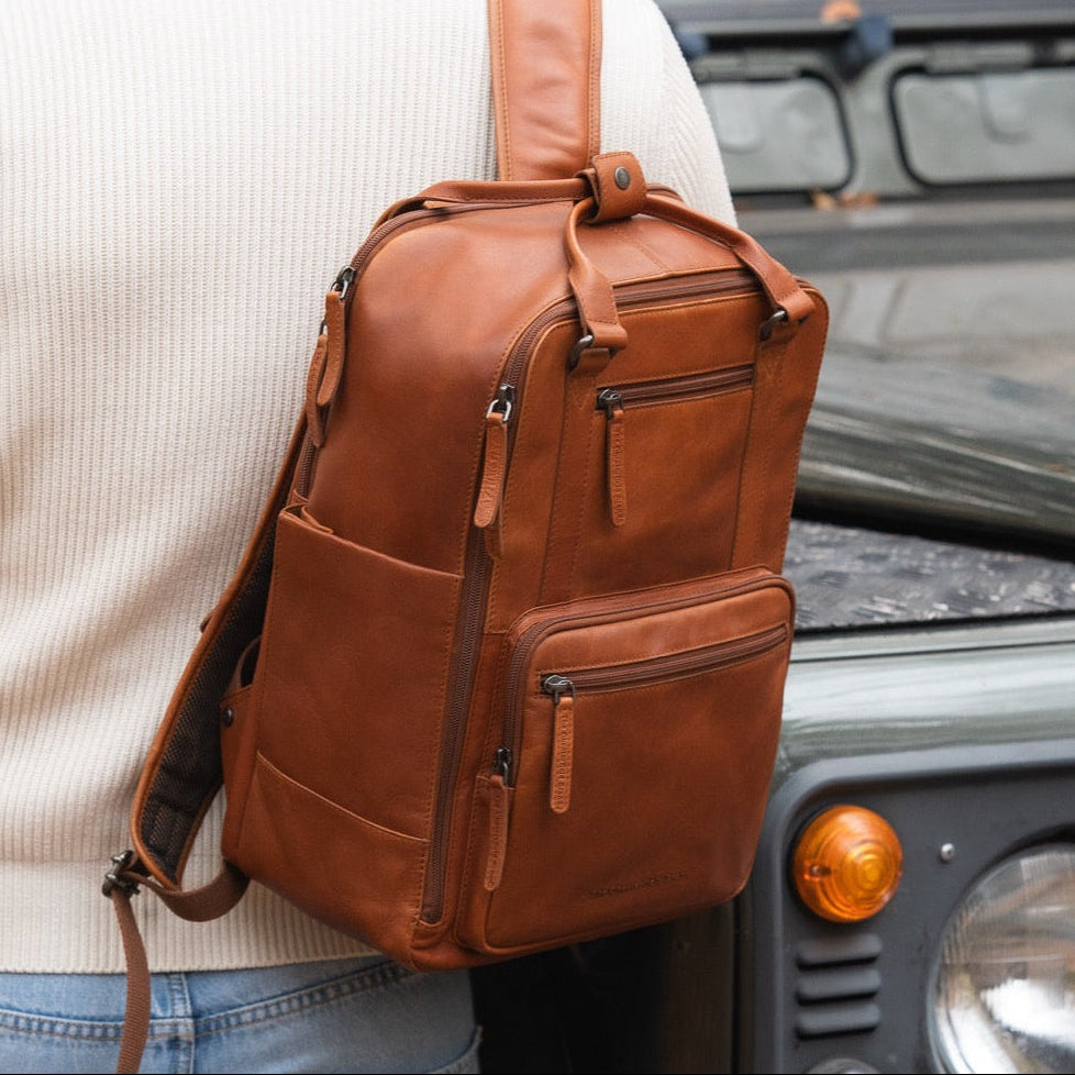 Leren Laptoprugzak Cognac Calden