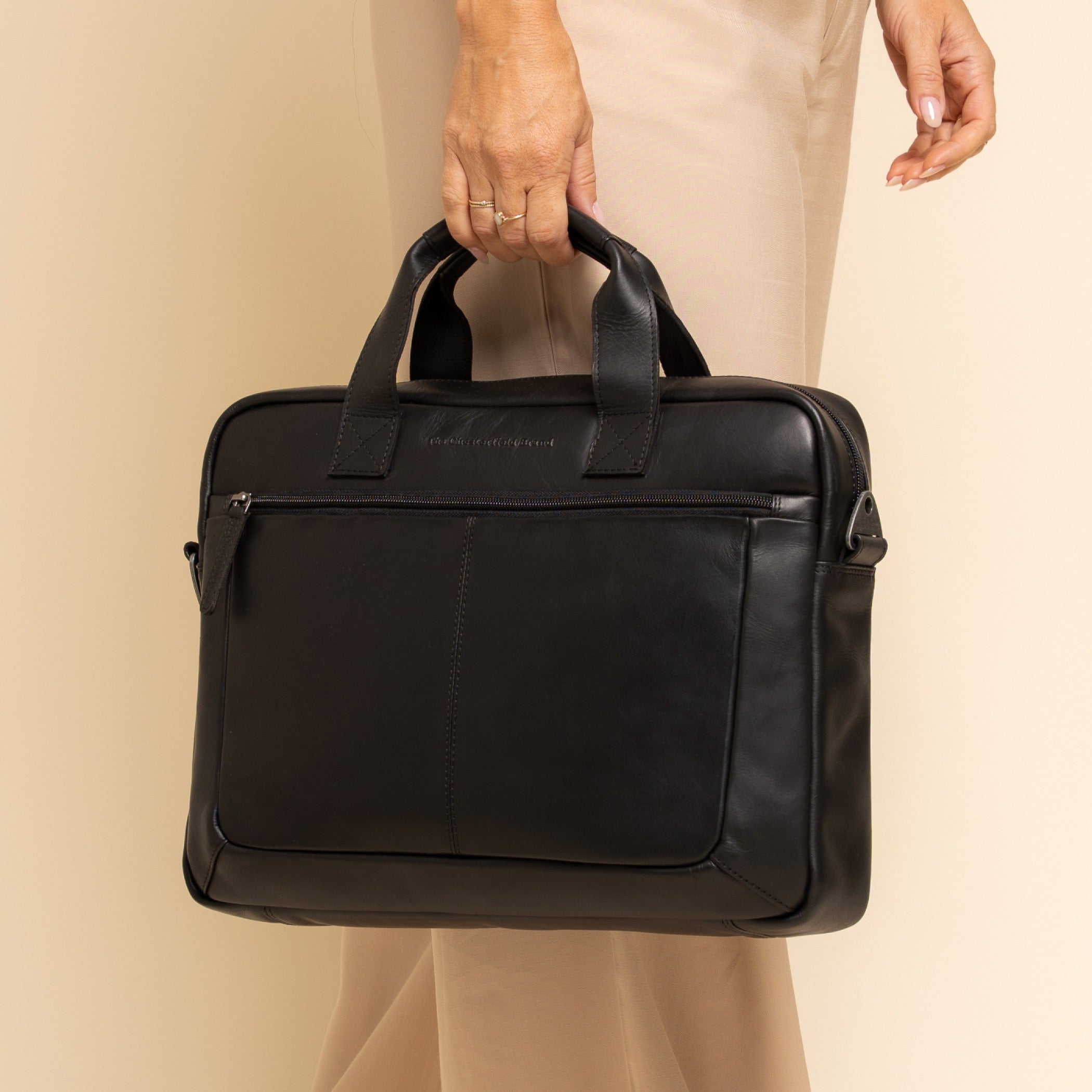 Leren Laptoptas Zwart Calvi