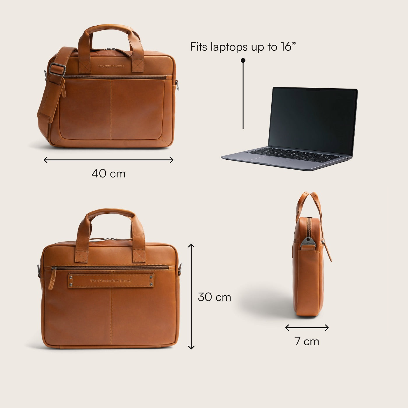 Leren Laptoptas Cognac Calvi