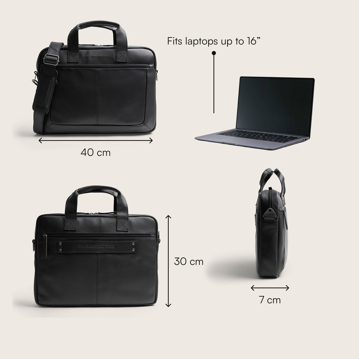 Leren Laptoptas Zwart Calvi