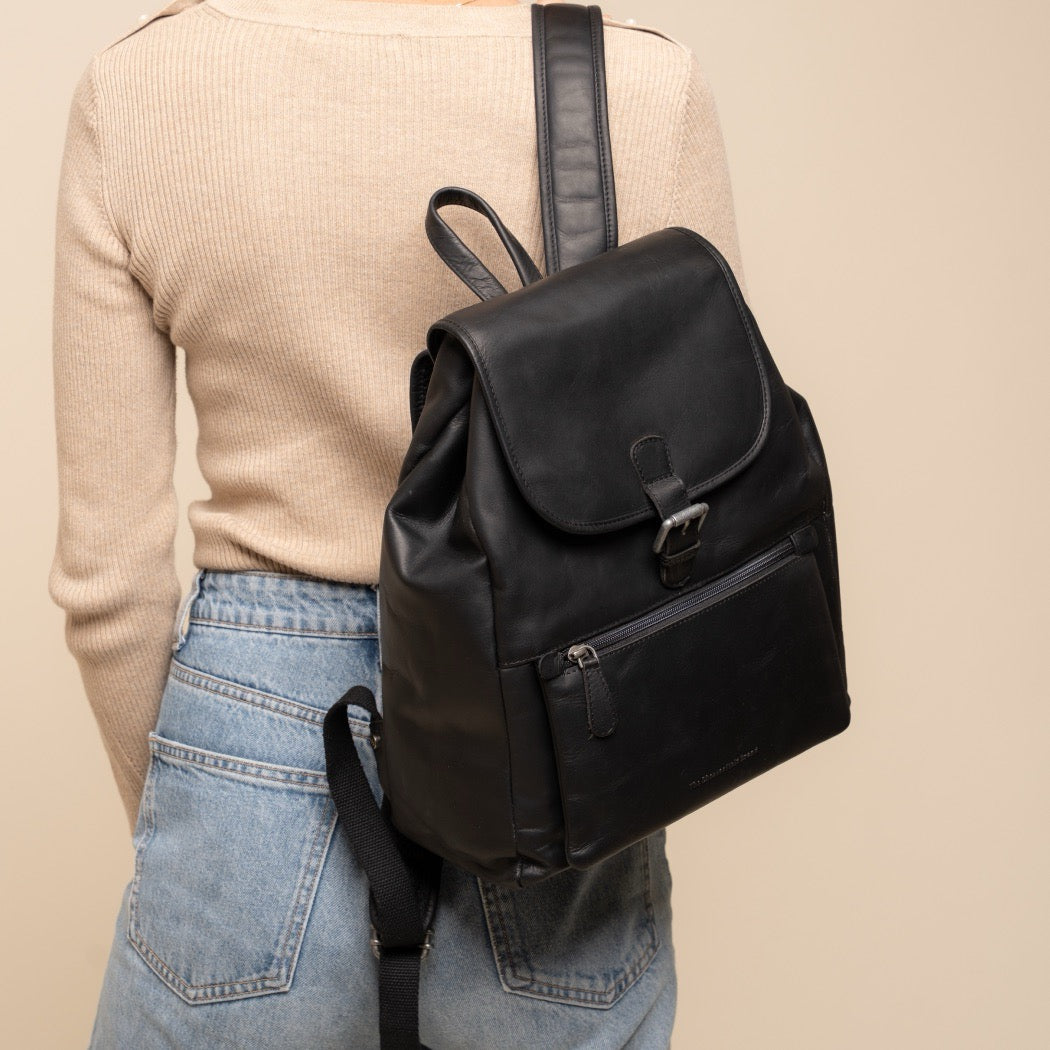 Leren Rugzak Zwart Camden