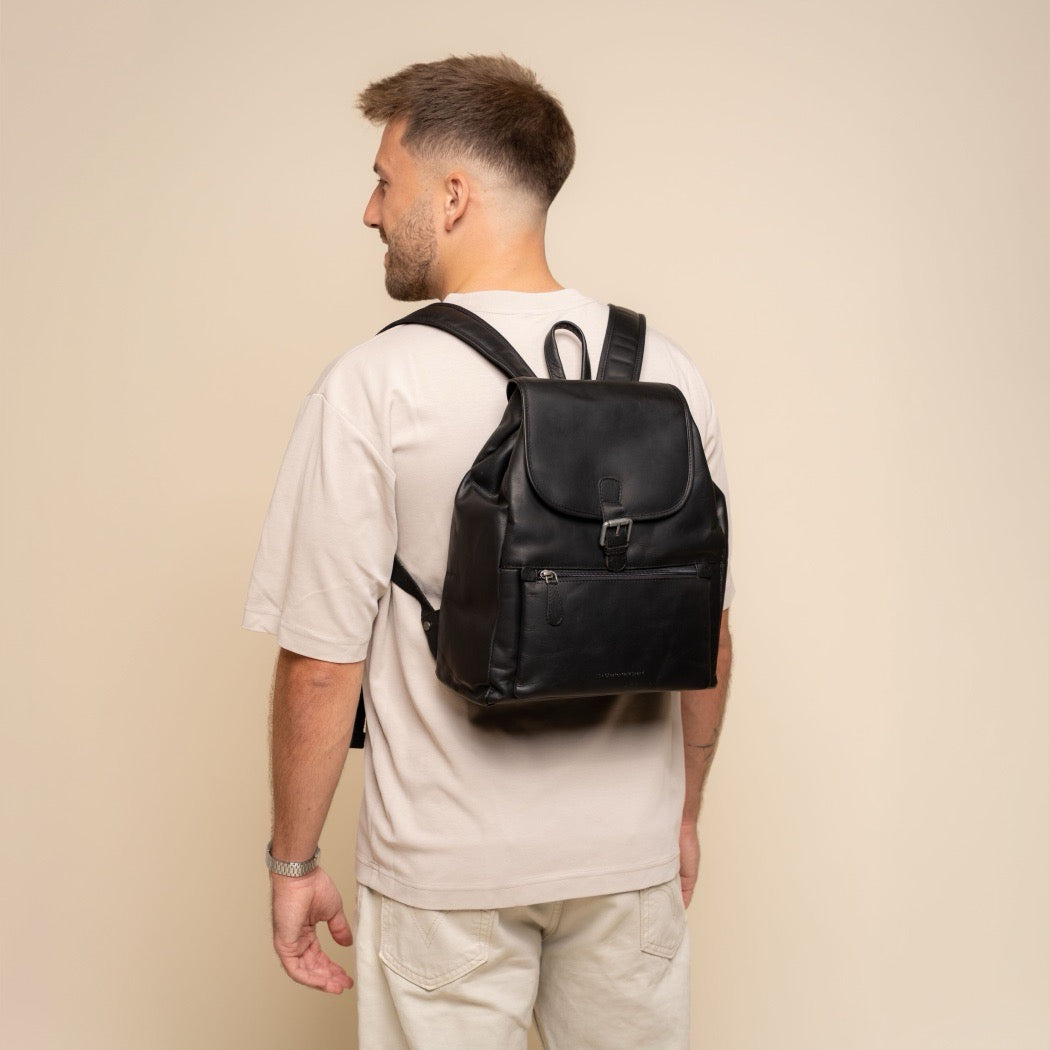 Leren Rugzak Zwart Camden