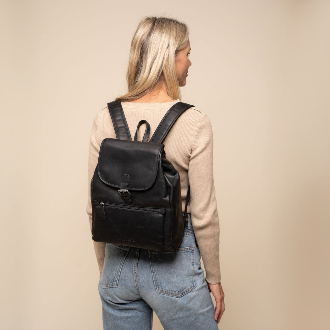 Leren Rugzak Zwart Camden