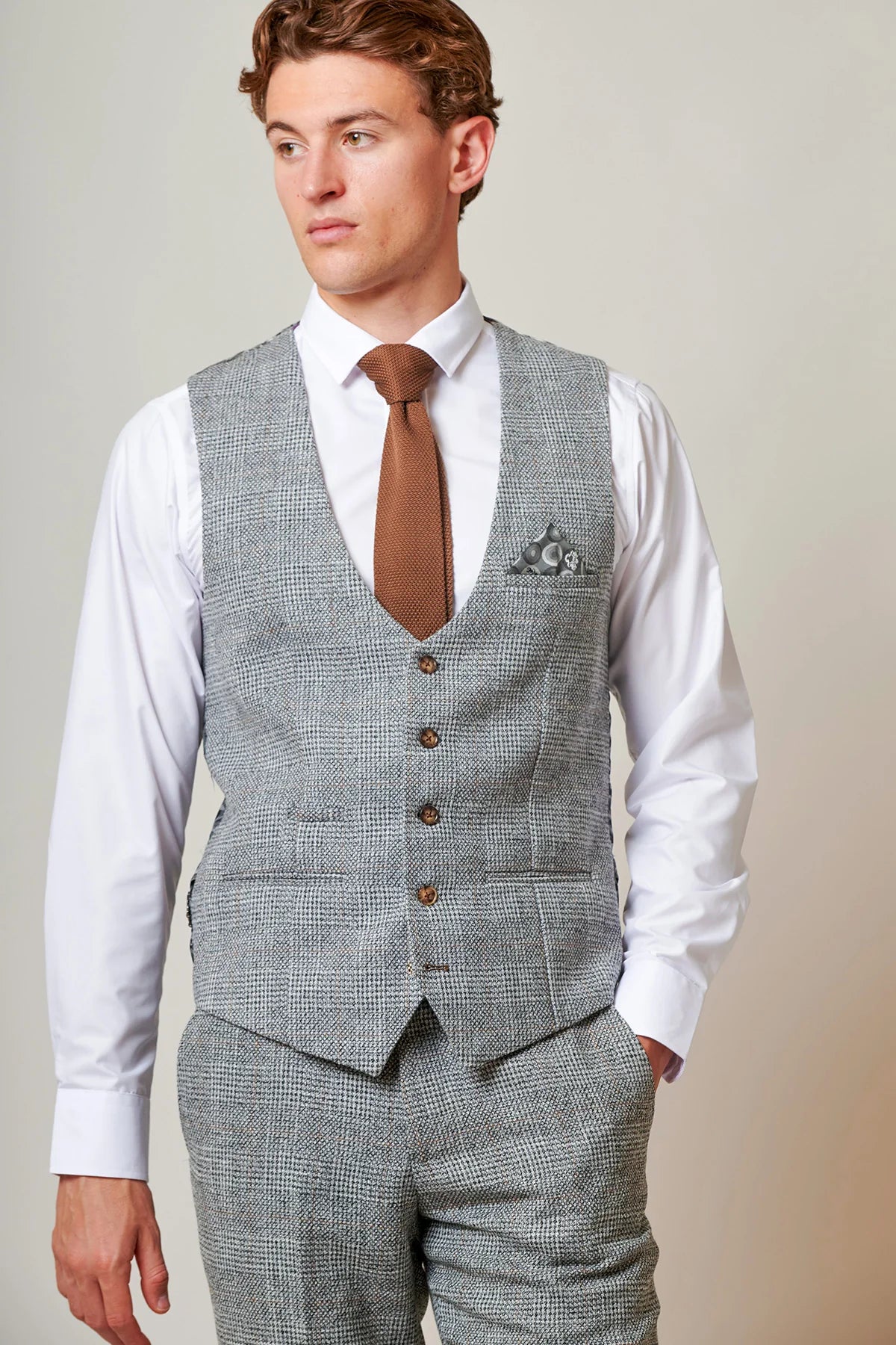 Marc Darcy - Gilet Tweed Kris Silver Grey