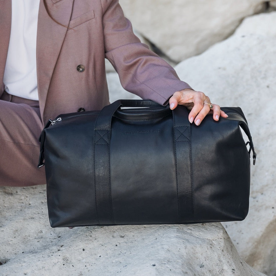 Leren Weekendtas Zwart Conor