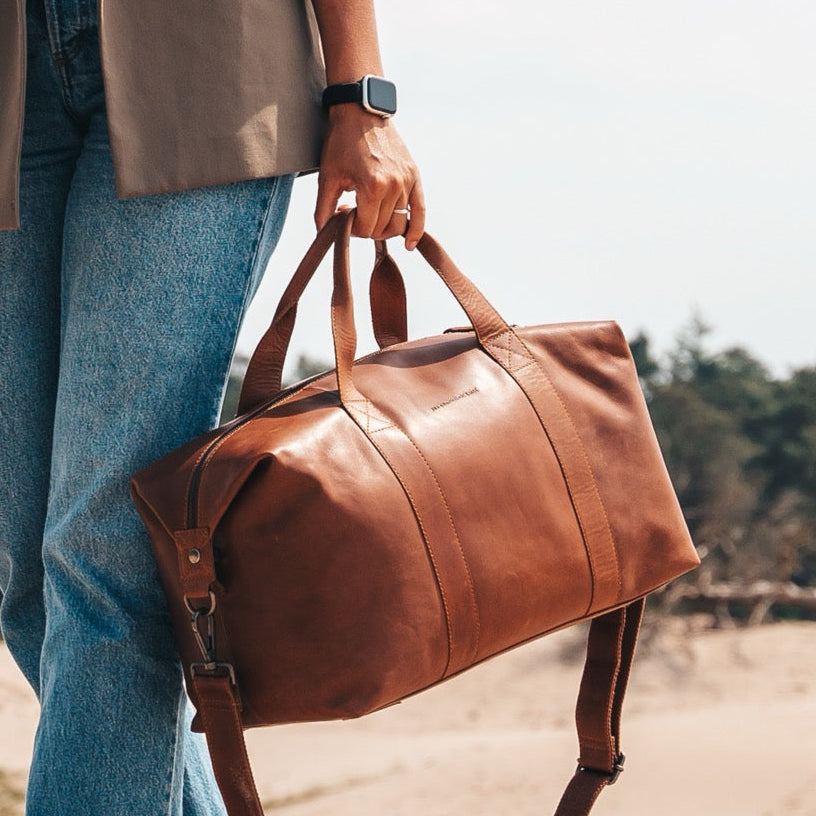 Leren Weekendtas Cognac Conor