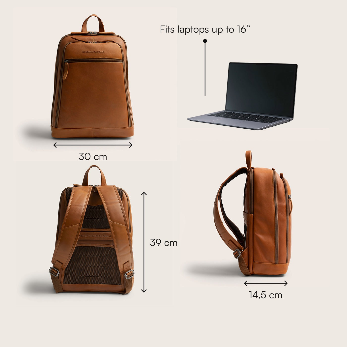 Leren Laptoprugzak Cognac Detroit