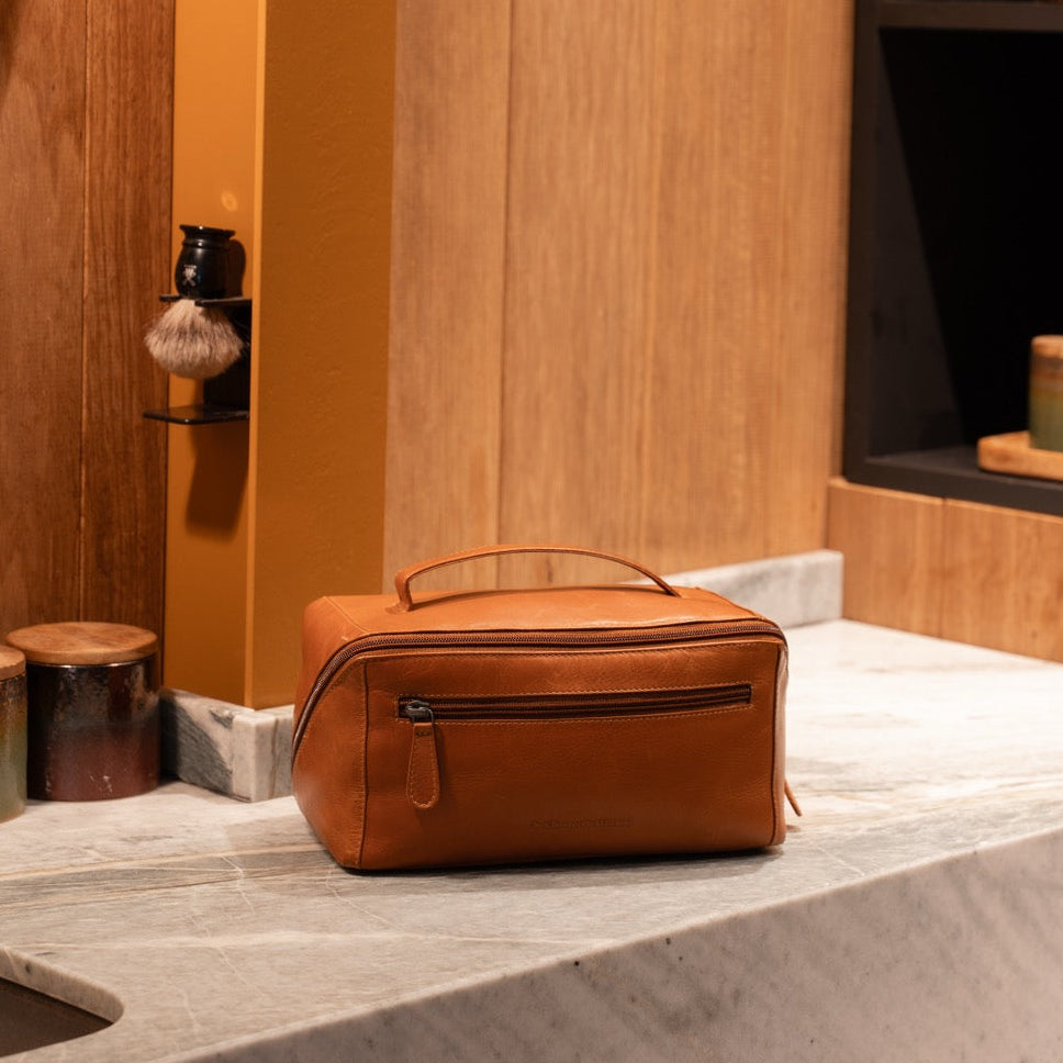 Leren Toilettas Cognac Elmia
