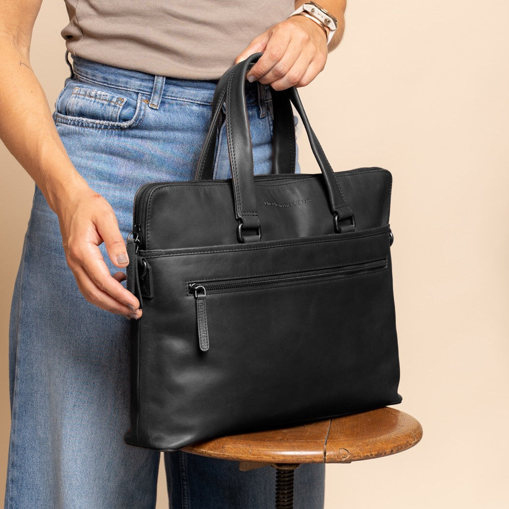 Leren Laptoptas Zwart Elvas