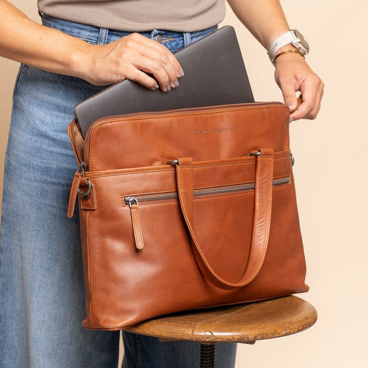 Leren Laptoptas Cognac Elvas