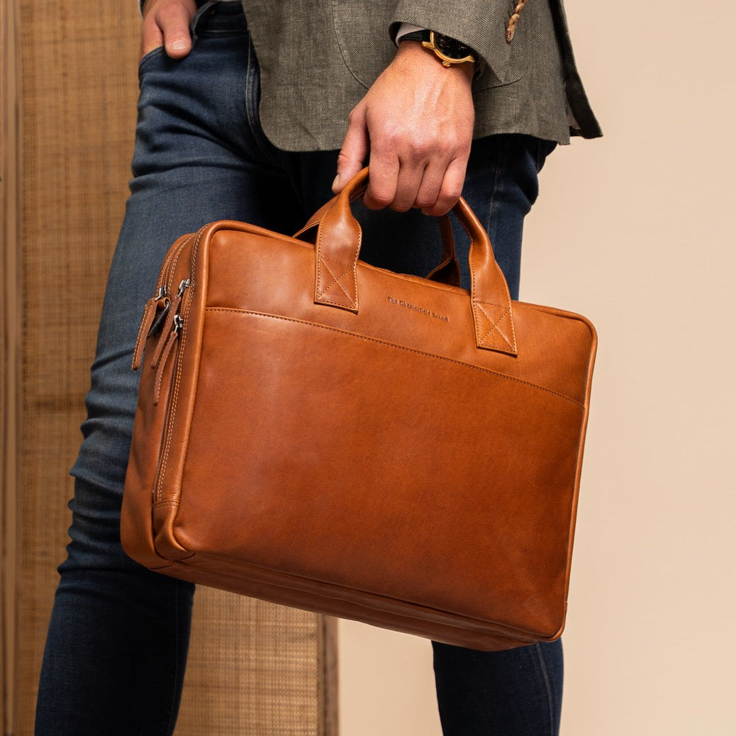 Leren Laptoptas Cognac Frazer