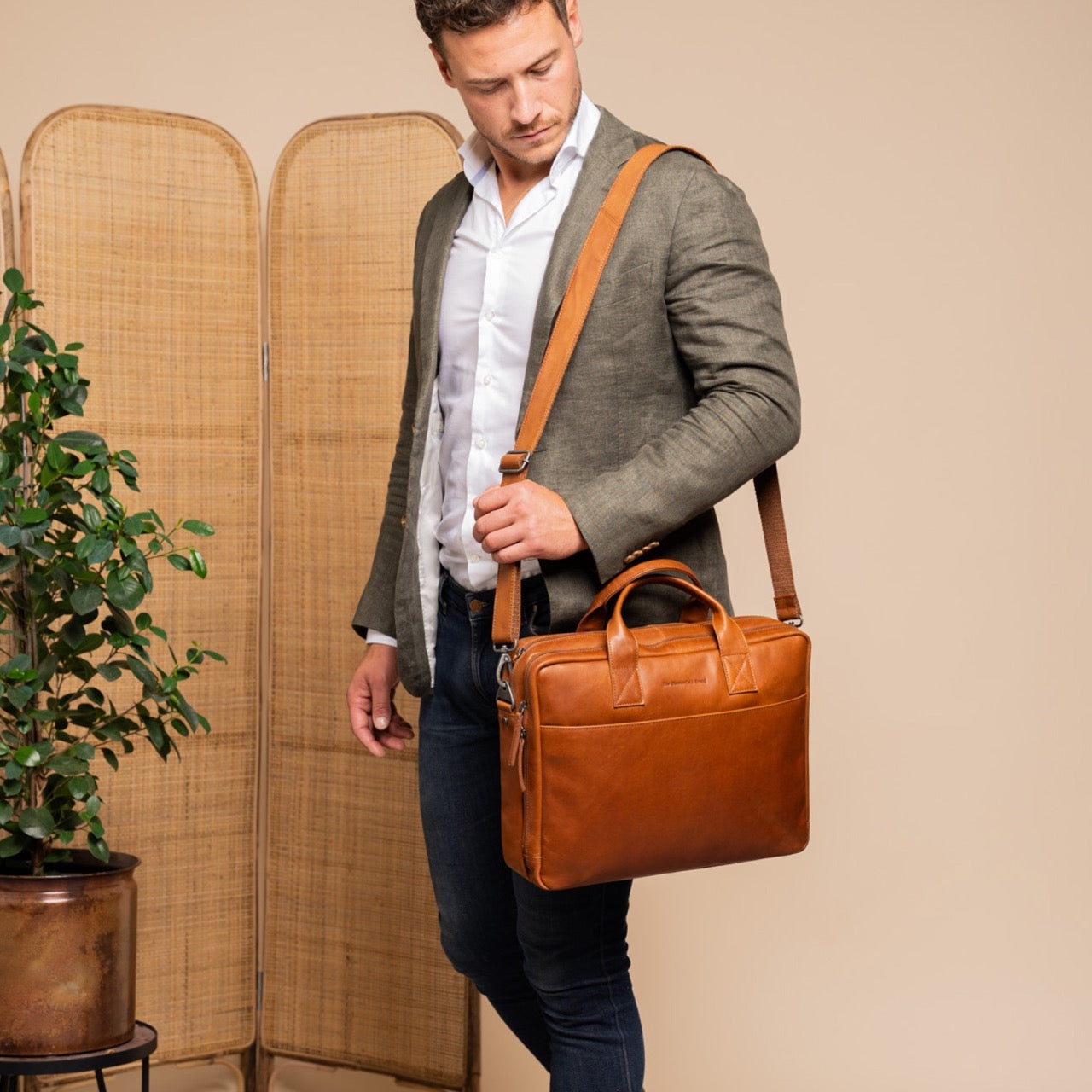 Leren Laptoptas Cognac Frazer