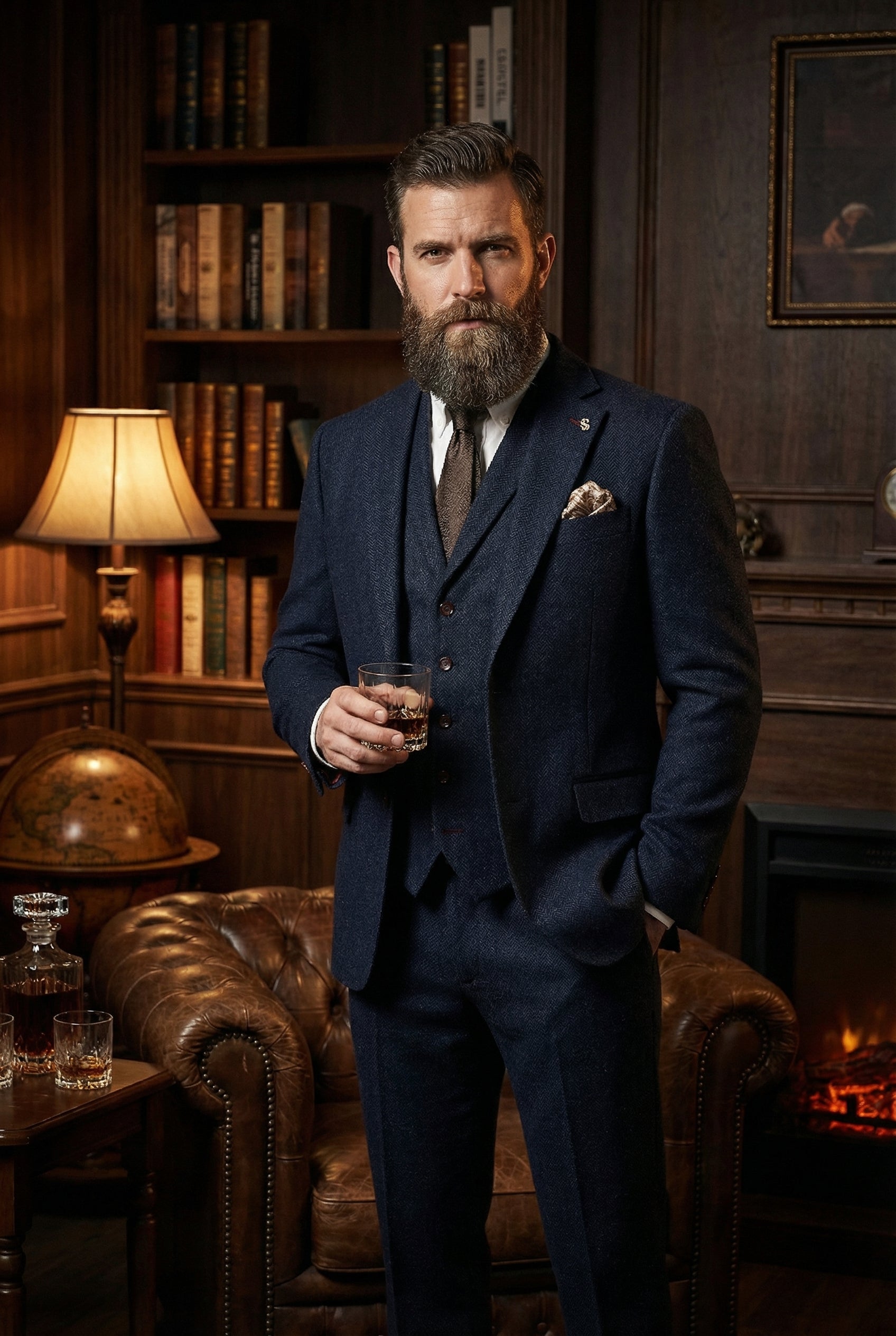 CASTLESON Chief - Heren pak Navy tweed