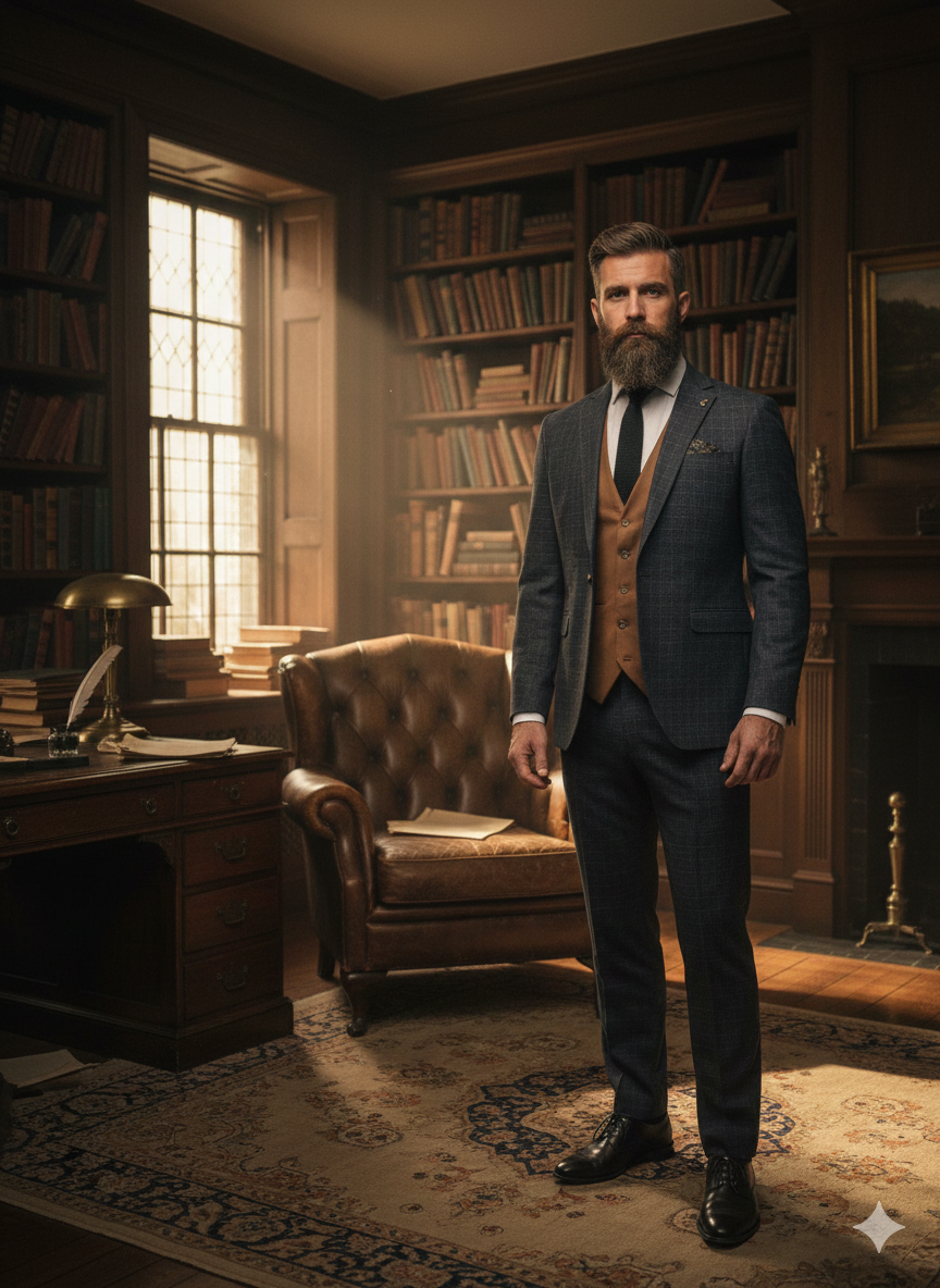 CASTLESON Phantom - Driedelig Herenpak Grey Mix & Match Bradley tan