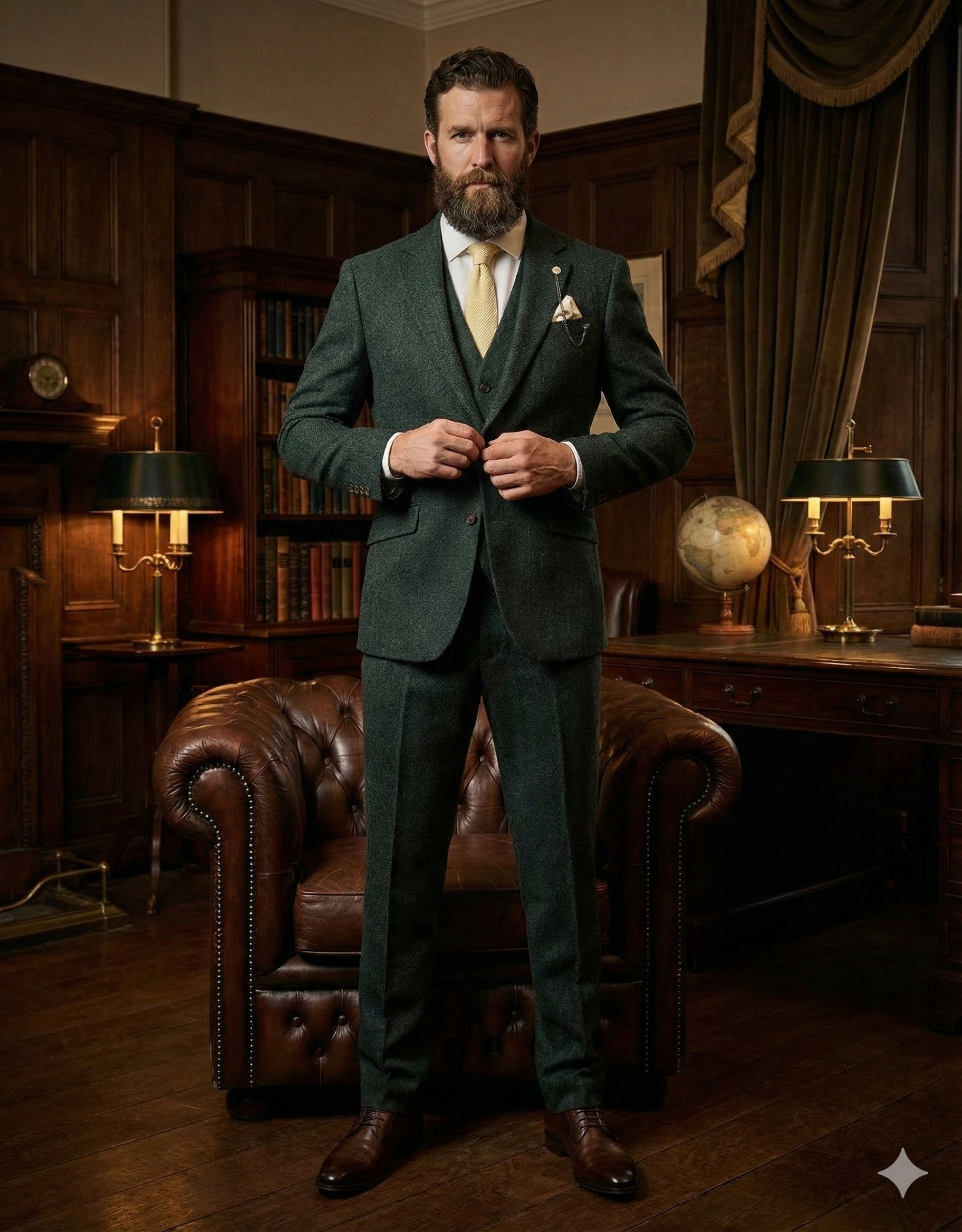 Driedelig Heren Kostuum - Cavani Thomas Lush Olive