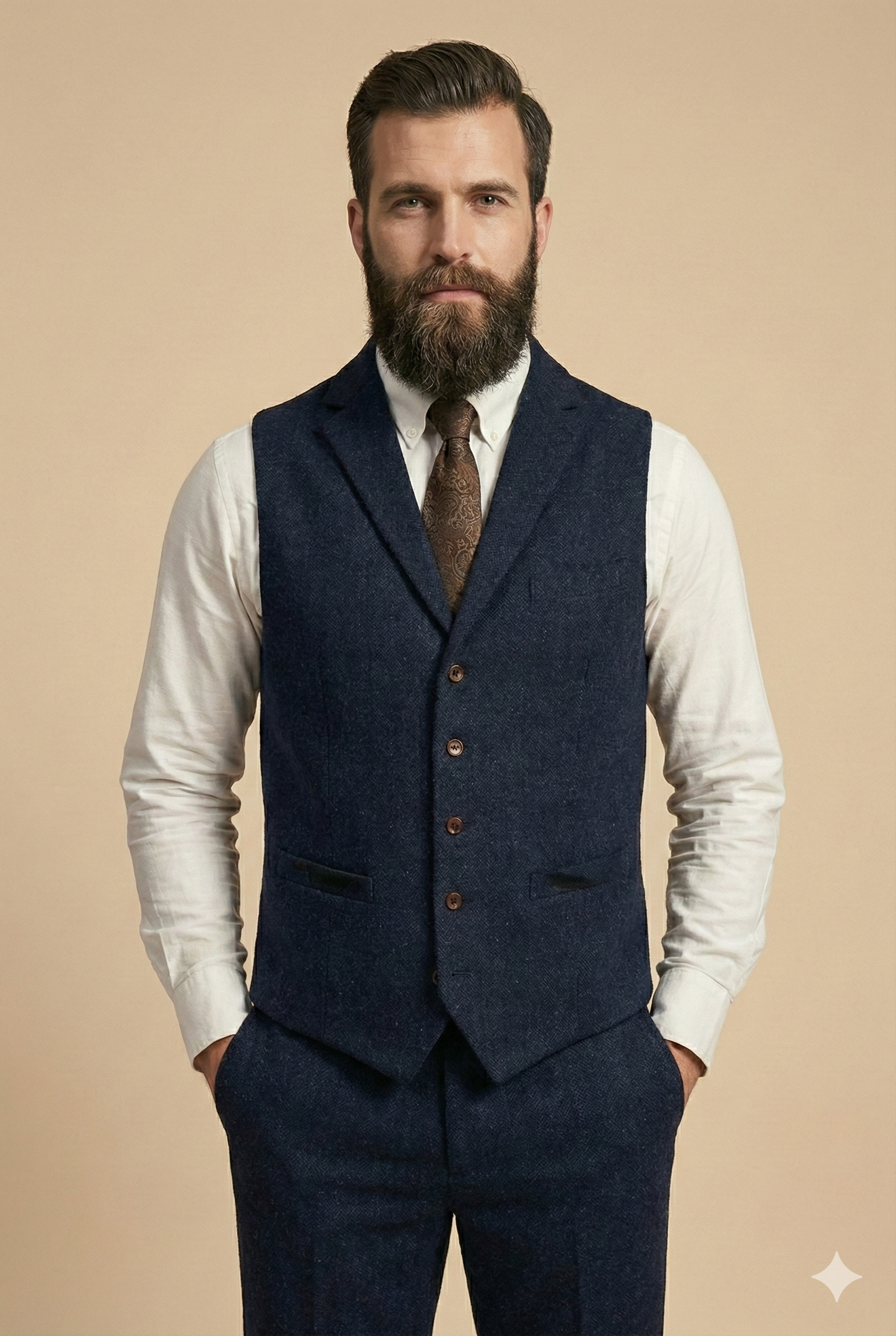 CASTLESON - Gilet Chief Navy Tweed
